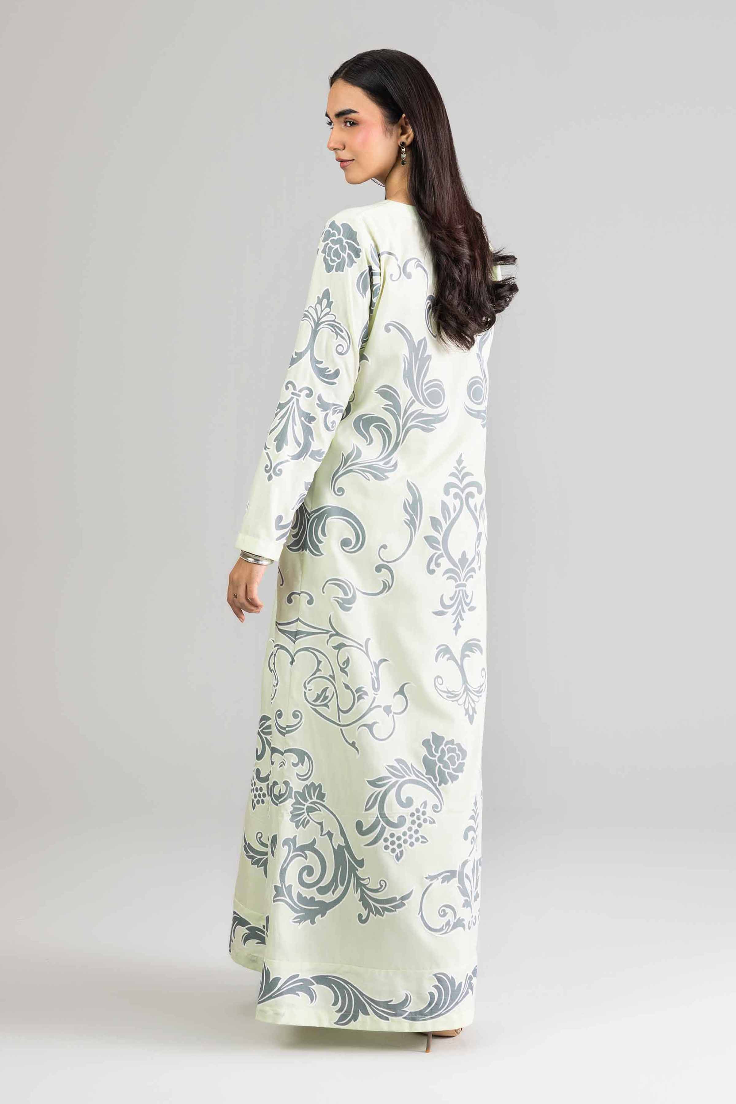 Nishat UK - Green Printed Silk 1-piece ready to wear Long dress