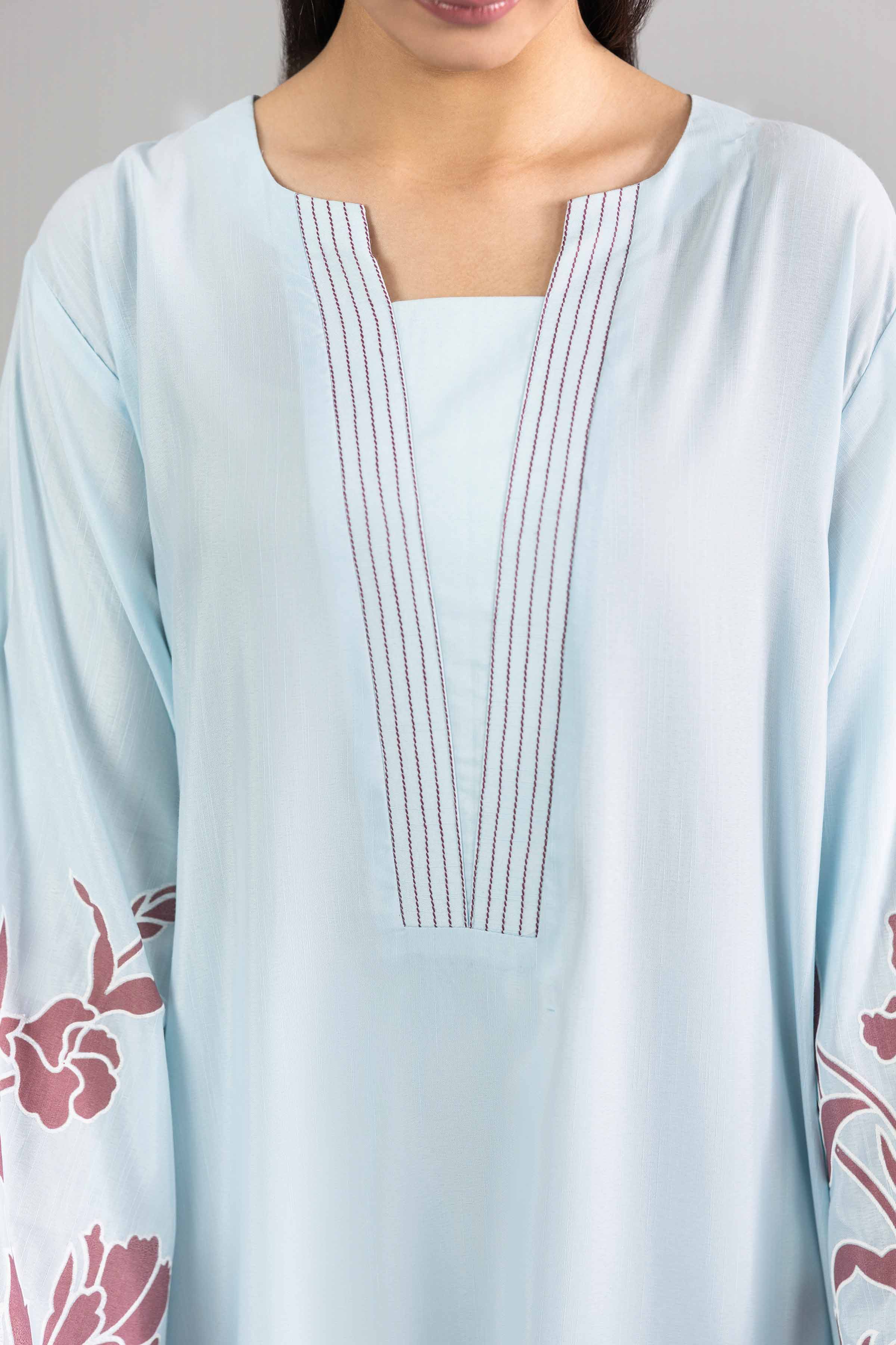 Nishat UK - Blue Printed Silk 1-piece ready to wear Long dress
