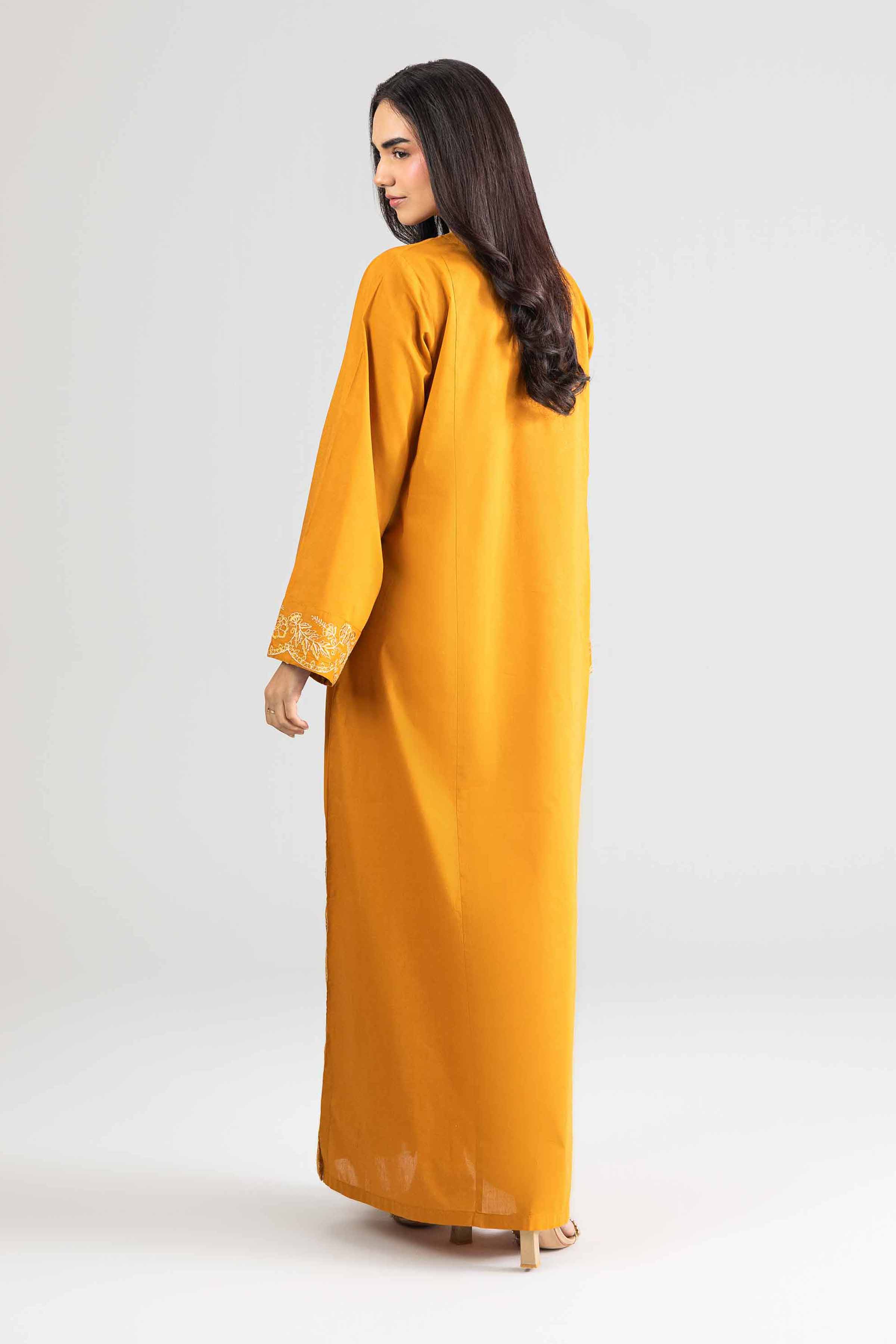 Nishat UK - Yellow Embroidered Cambric 1-piece ready to wear long dress