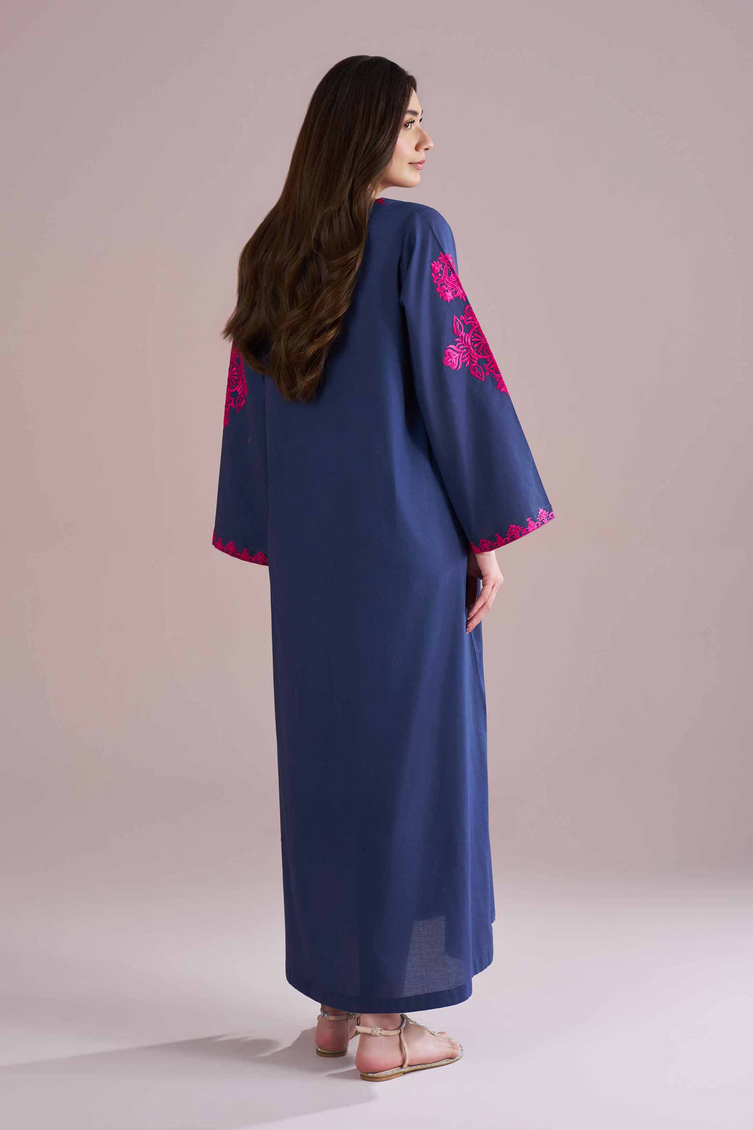 NishatUK - Blue Embroidered Cambric 1-piece ready to wear dress