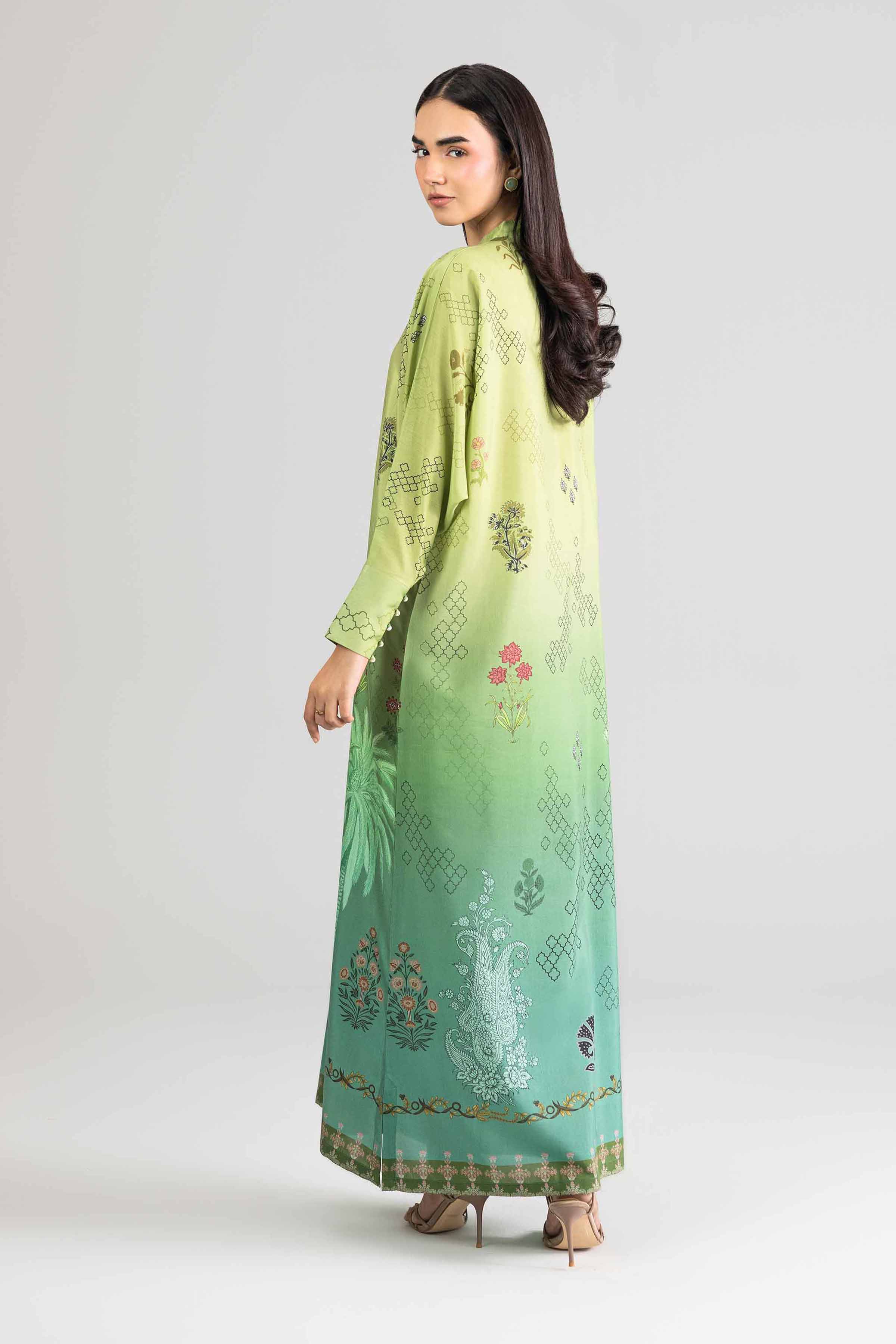 Nishat UK - Green Printed Silk 1 Piece Ready To Wear Dress