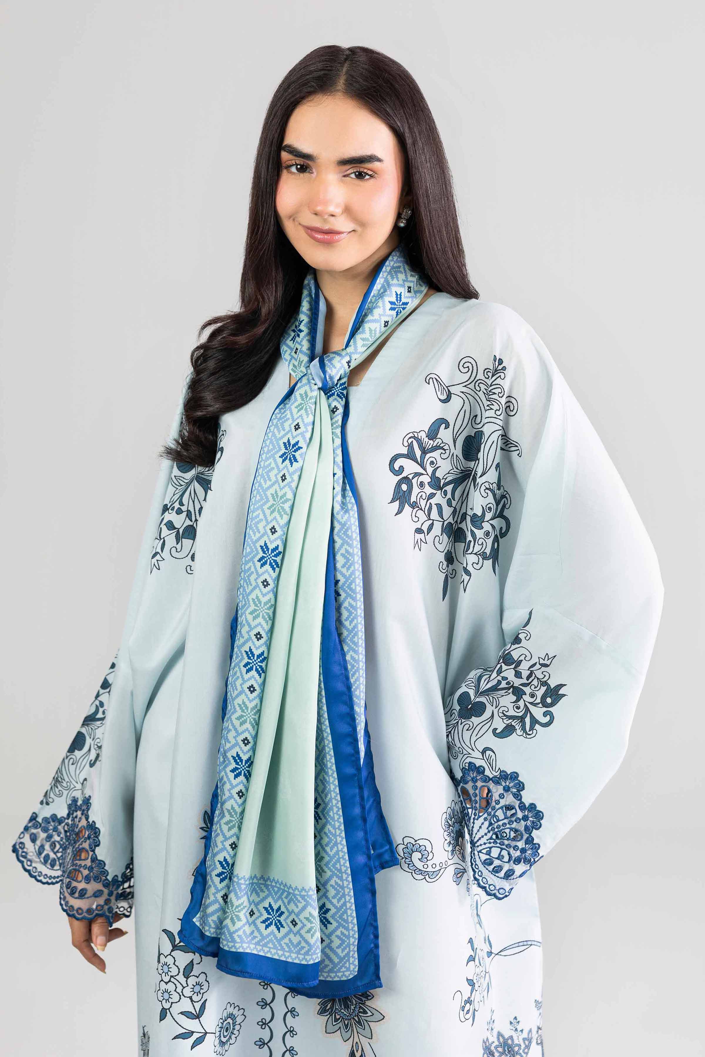 Nishat UK - Blue Embroidered Silk 2-piece ready to wear long dress