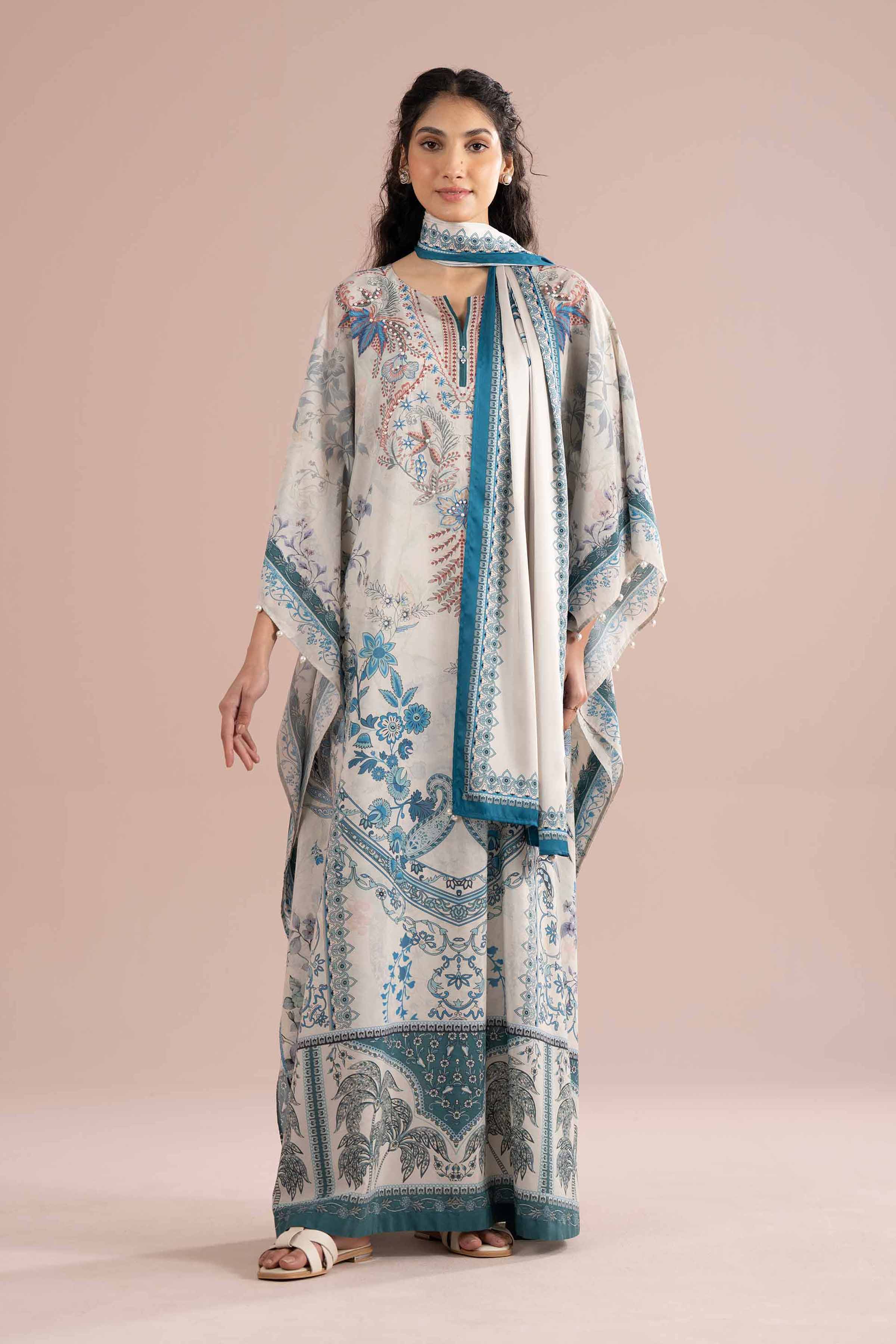 NishatUK - Blue Printed Silk 2-piece ready to wear Dress