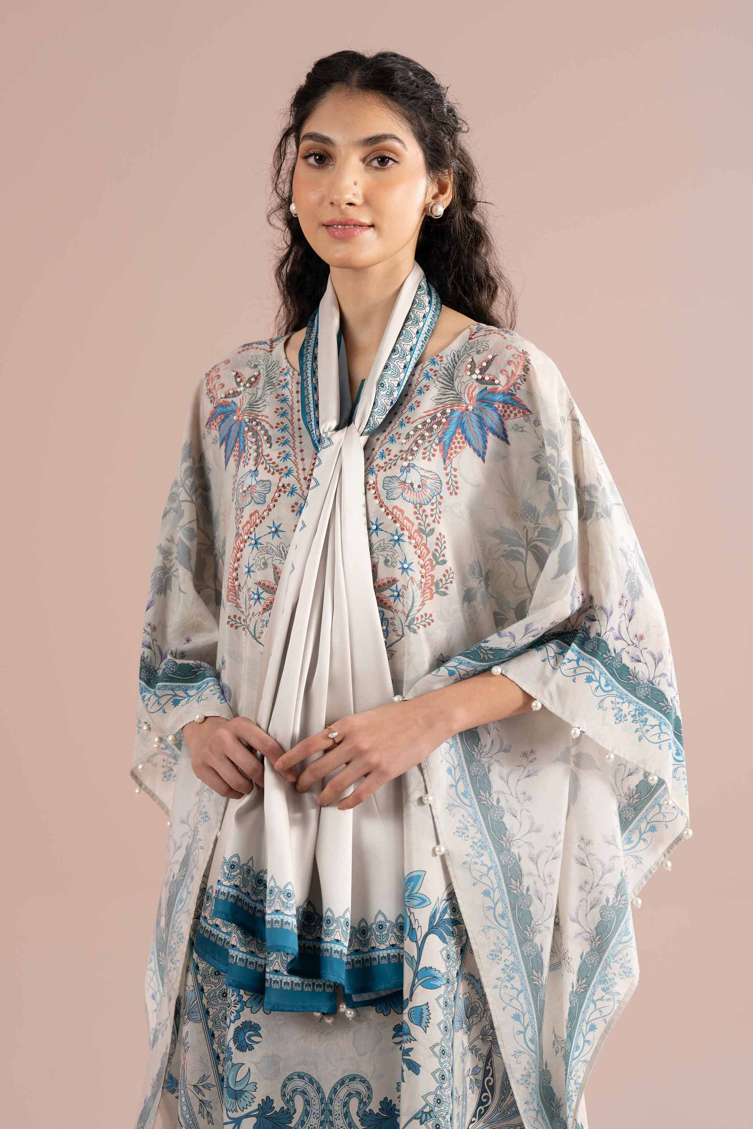 NishatUK - Blue Printed Silk 2-piece ready to wear Dress