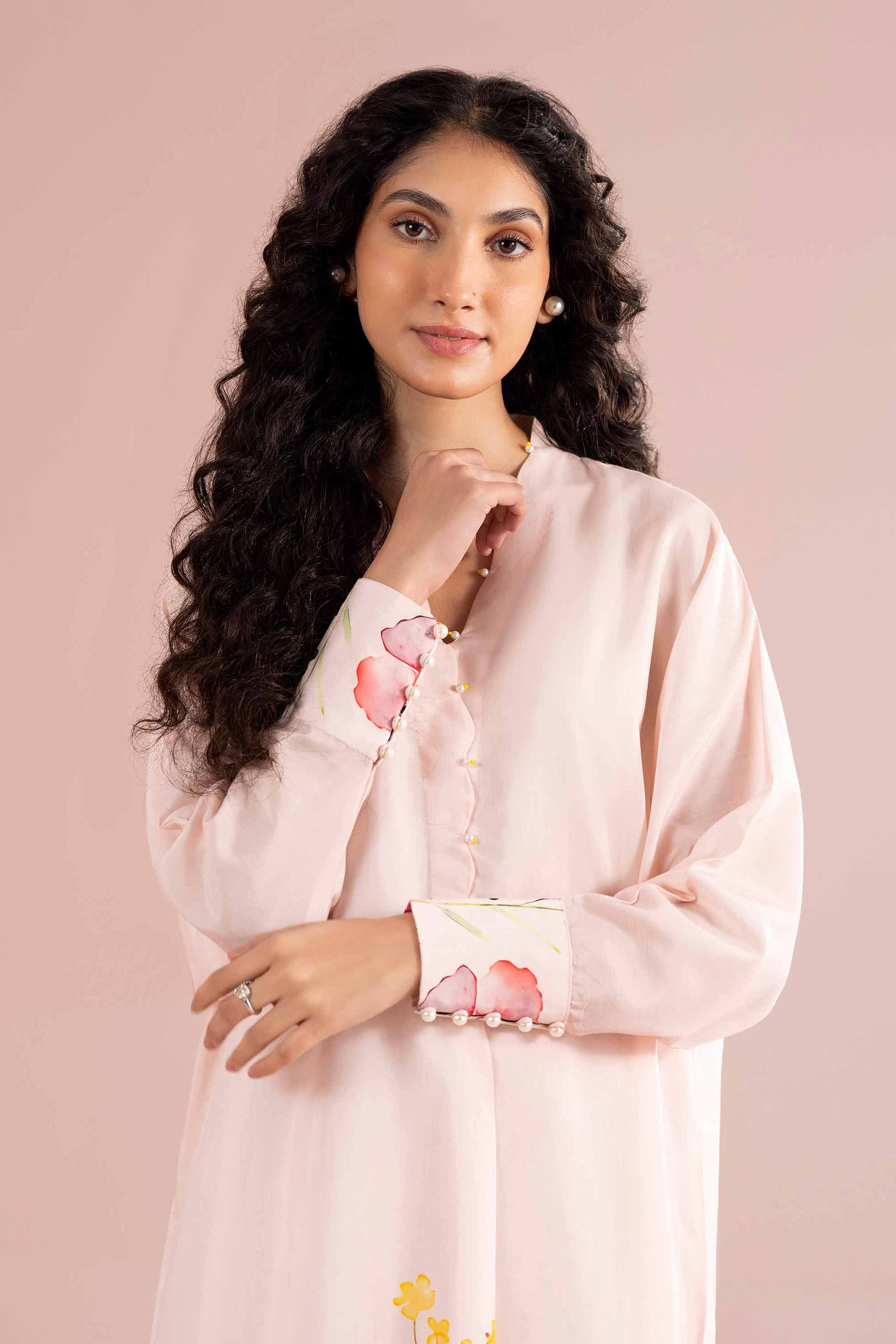 Nishat UK - Pink Printed Silk 1 Piece ready to wear luxury long dress