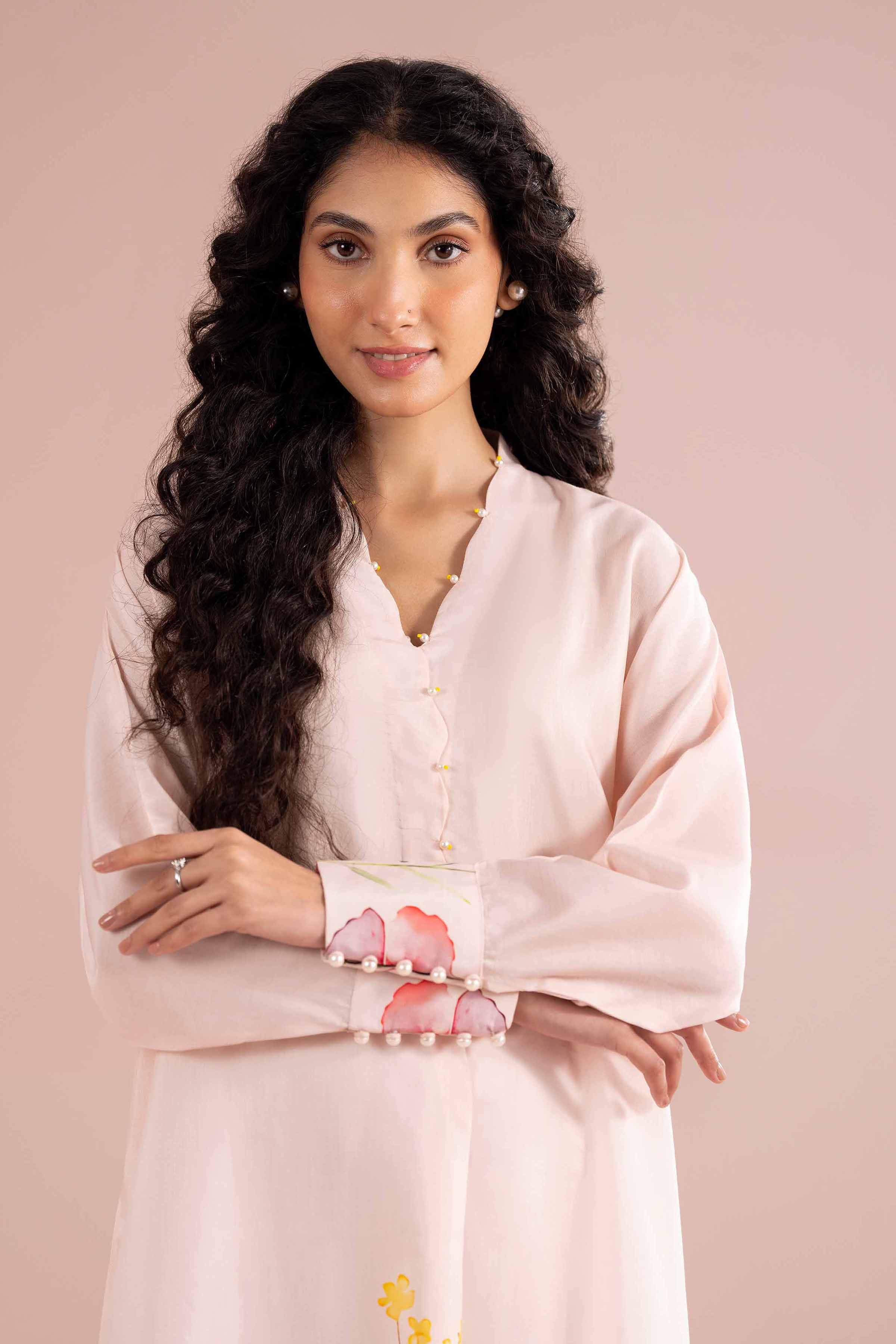 Nishat UK - Pink Printed Silk 1 Piece ready to wear luxury long dress