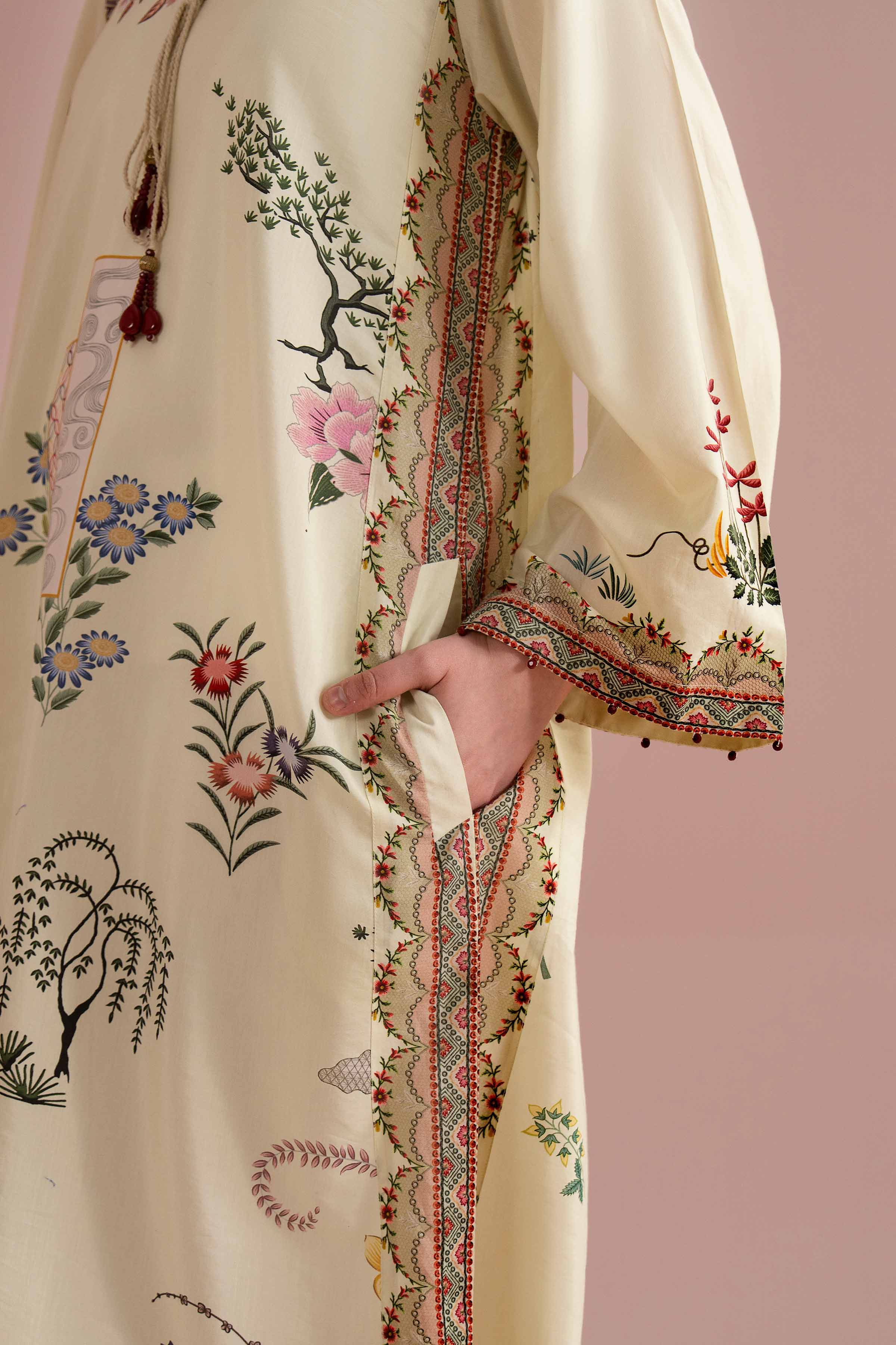 NishatUK - Yellow Printed Silk 1-piece ready to wear Shirt