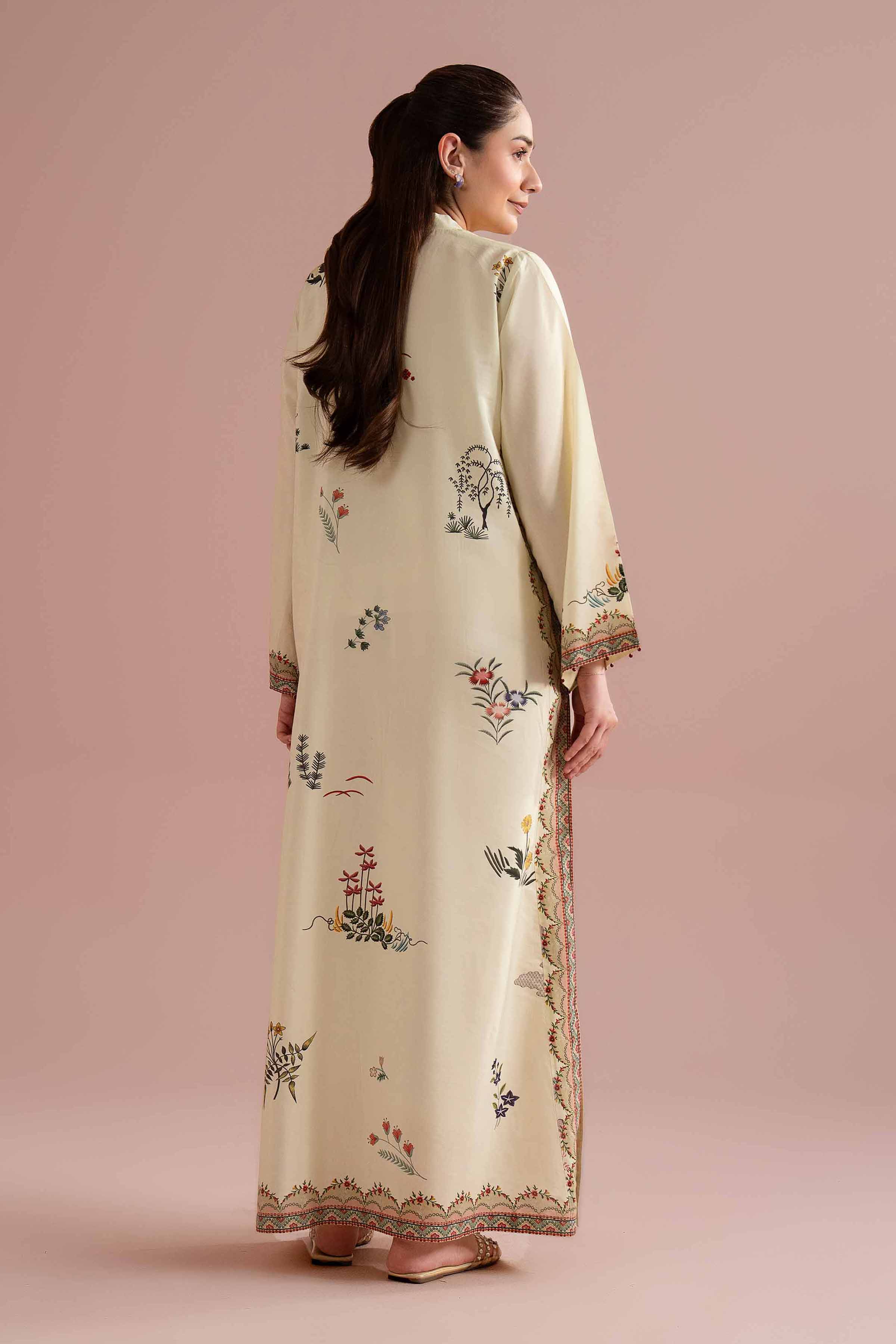 NishatUK - Yellow Printed Silk 1-piece ready to wear Shirt