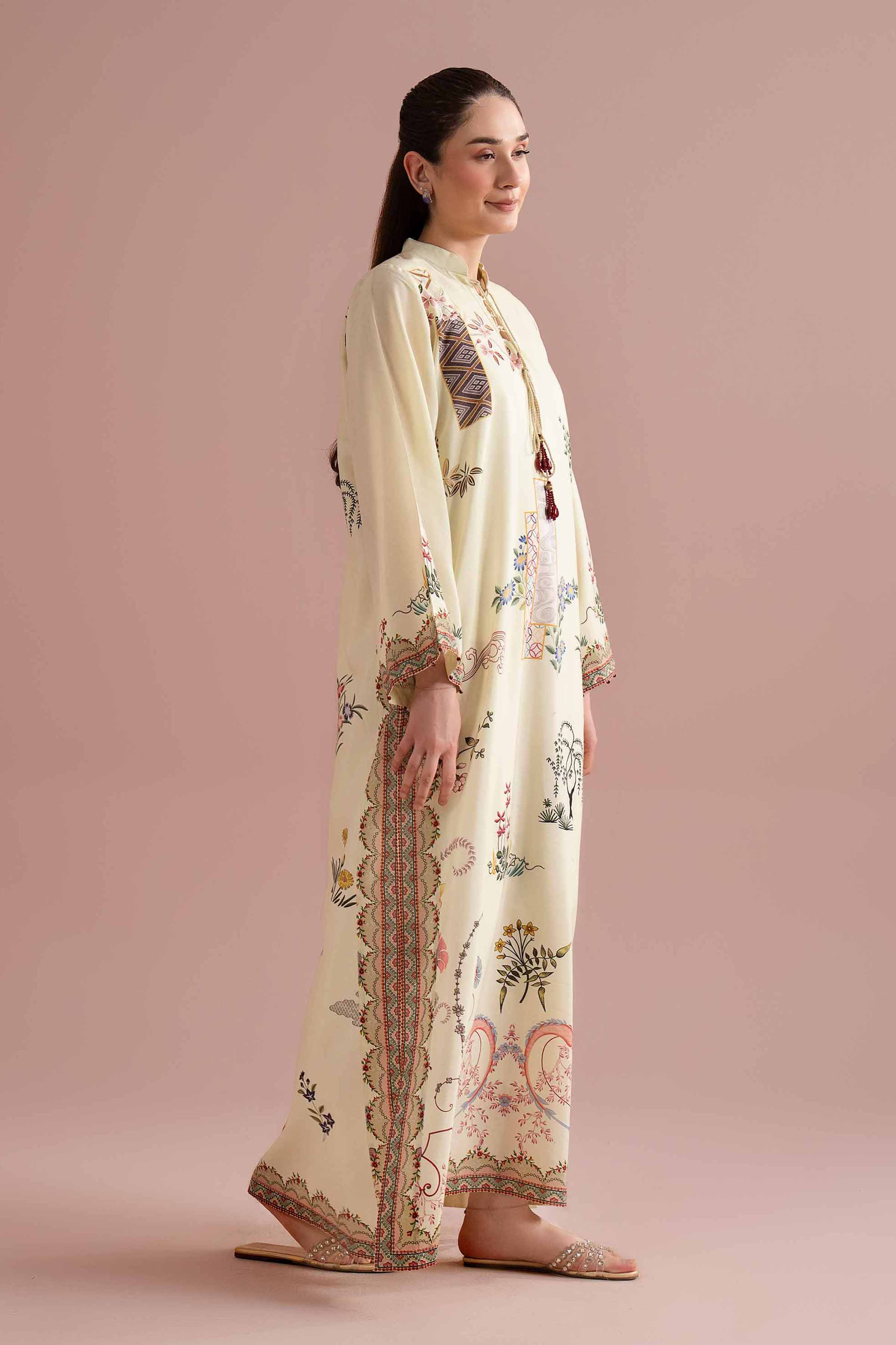 NishatUK - Yellow Printed Silk 1-piece ready to wear Shirt