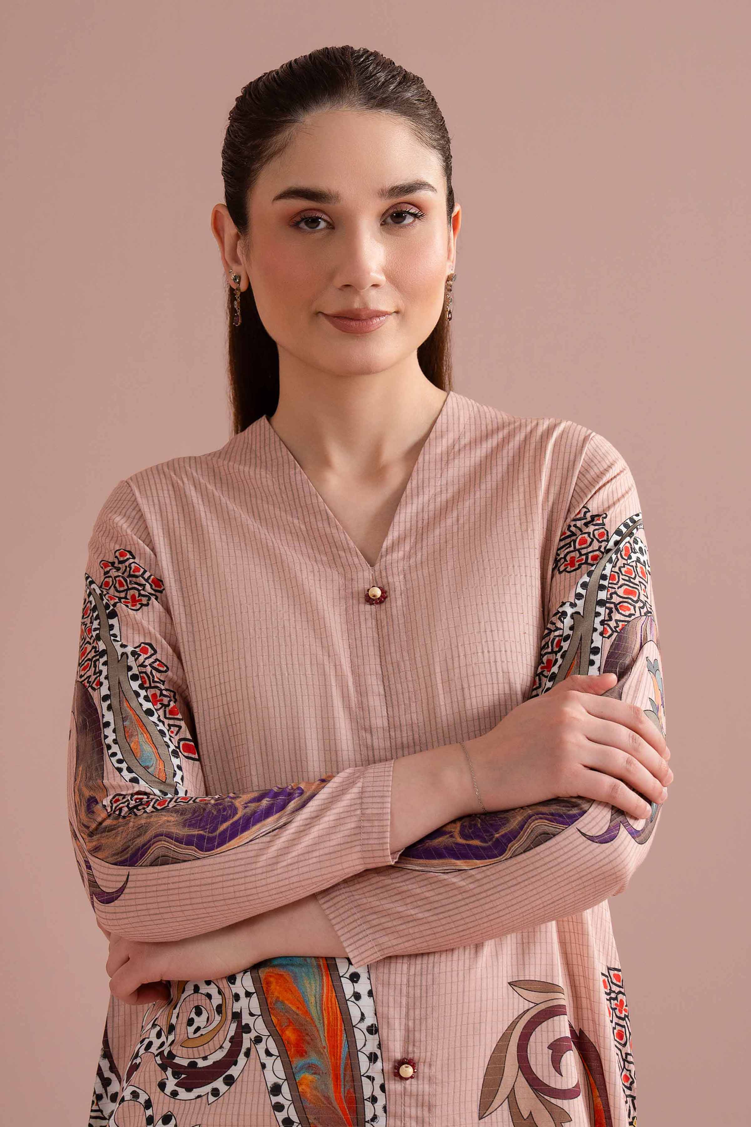 NishatUK - Pink Printed Lawn 1-piece ready to wear long dress