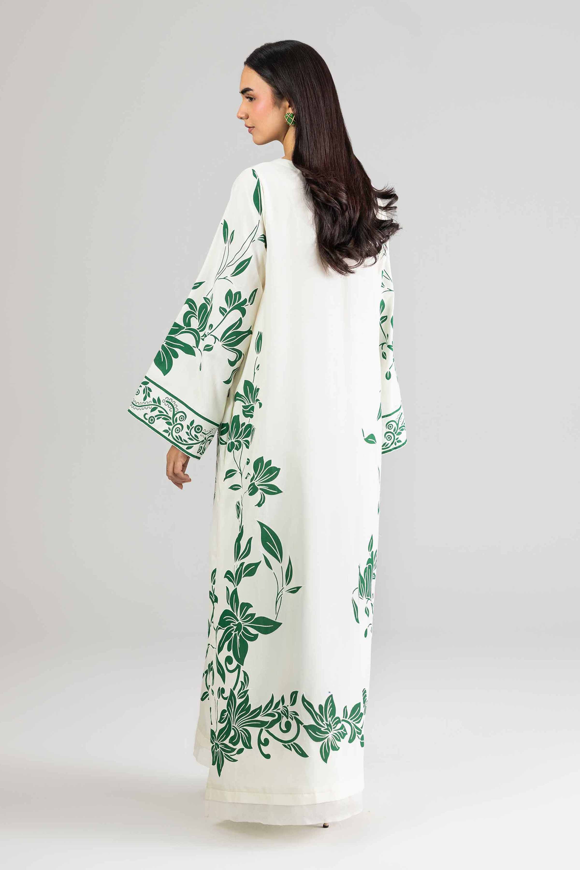 Nishat UK - Off White Printed Silk 1-piece ready to wear Long dress