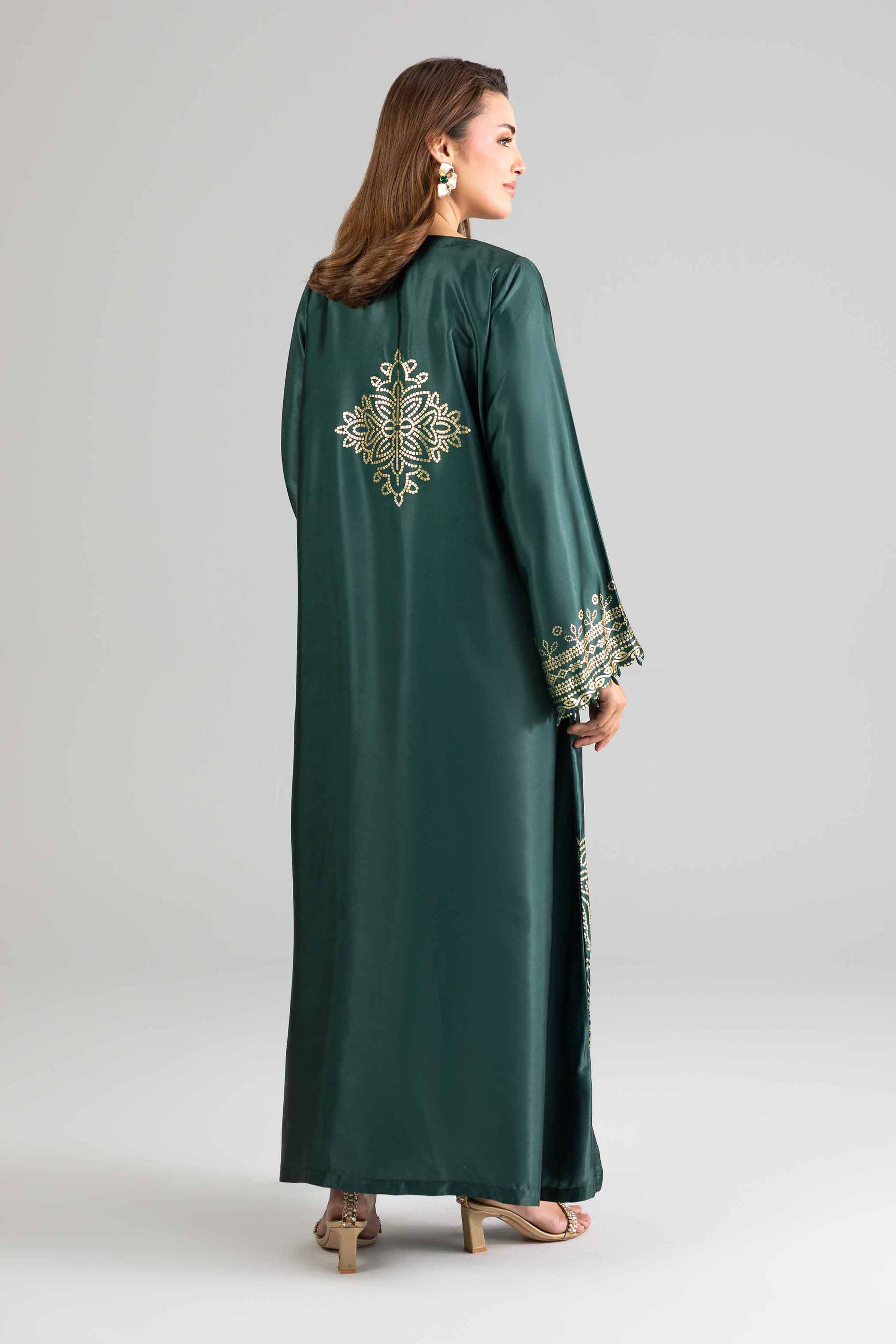 Nishat UK - Green Printed Silk 1-piece ready to wear long dress