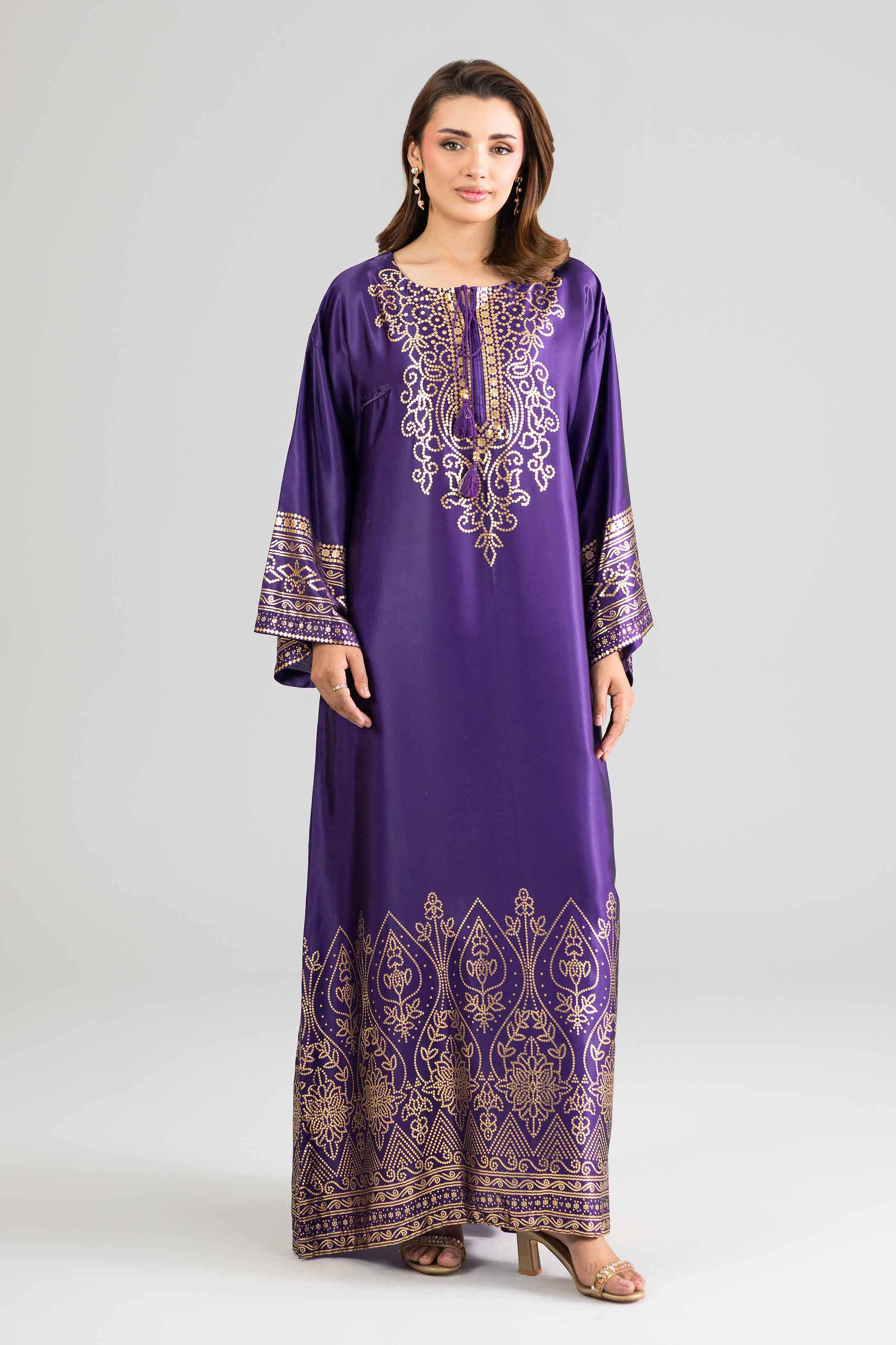 NishatUK - Purple Printed Silk 1-piece ready to wear Dress