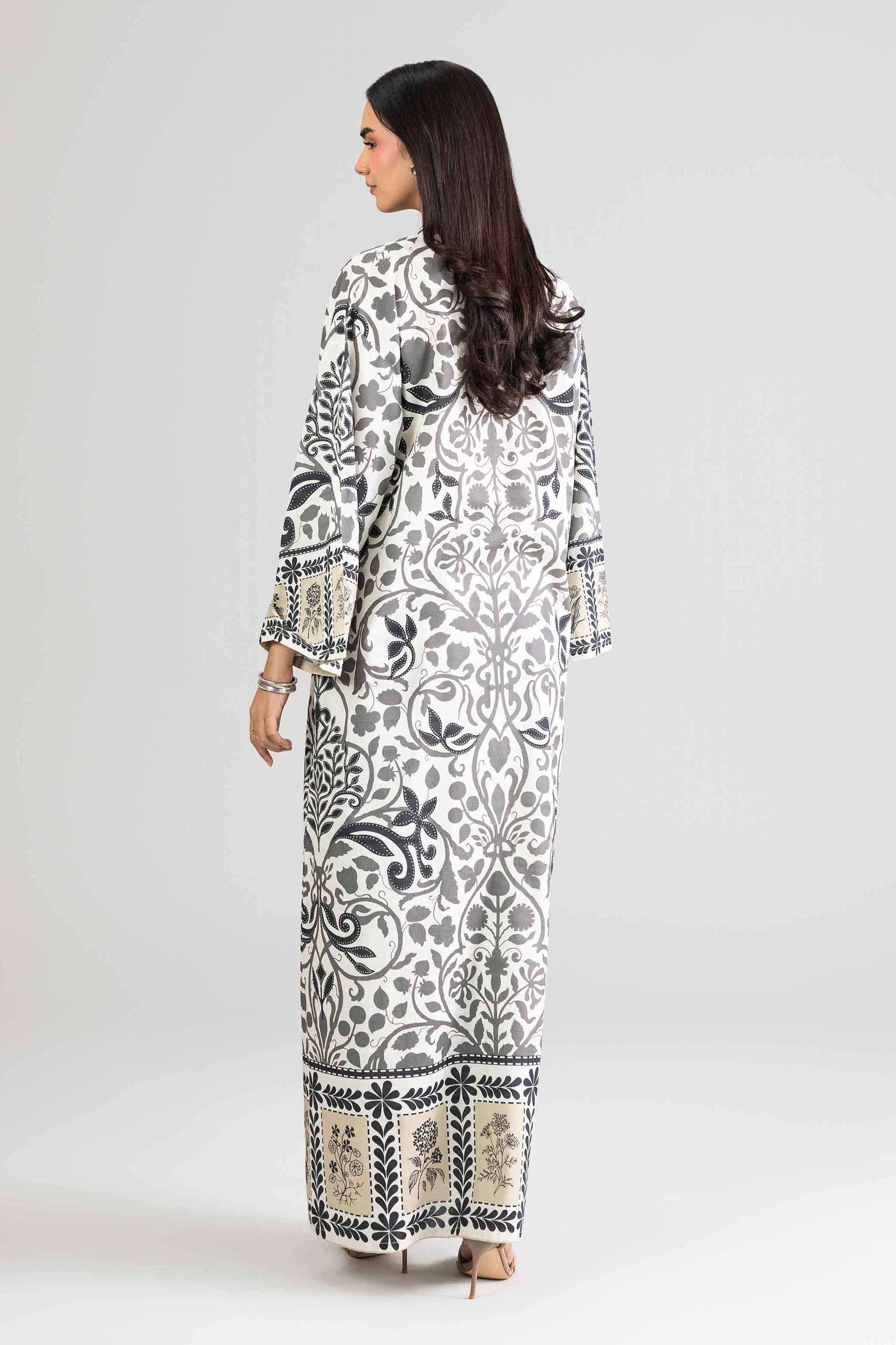 Nishat UK - White Printed Lawn 1-piece ready to wear long dress