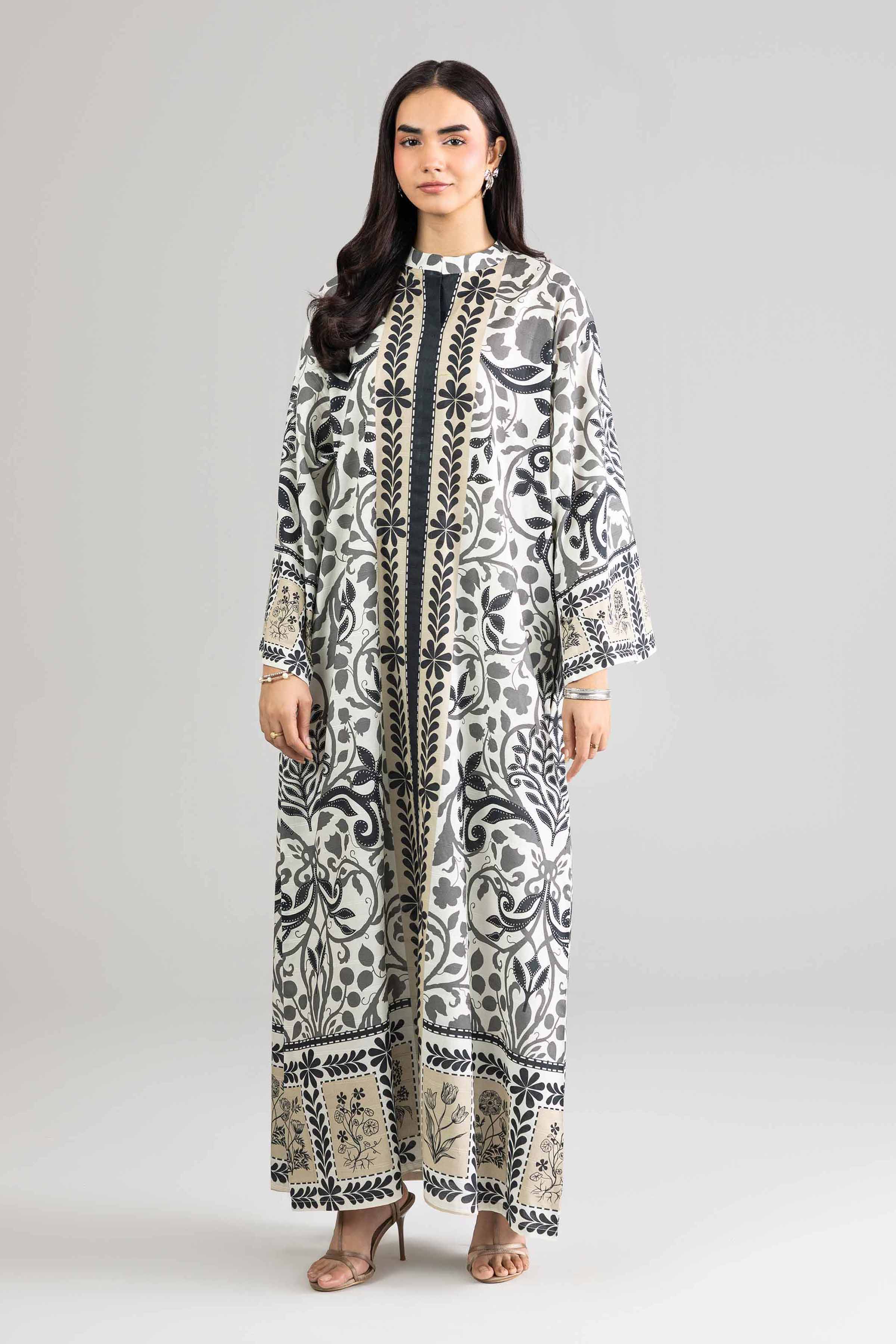 Nishat UK - White Printed Lawn 1-piece ready to wear long dress