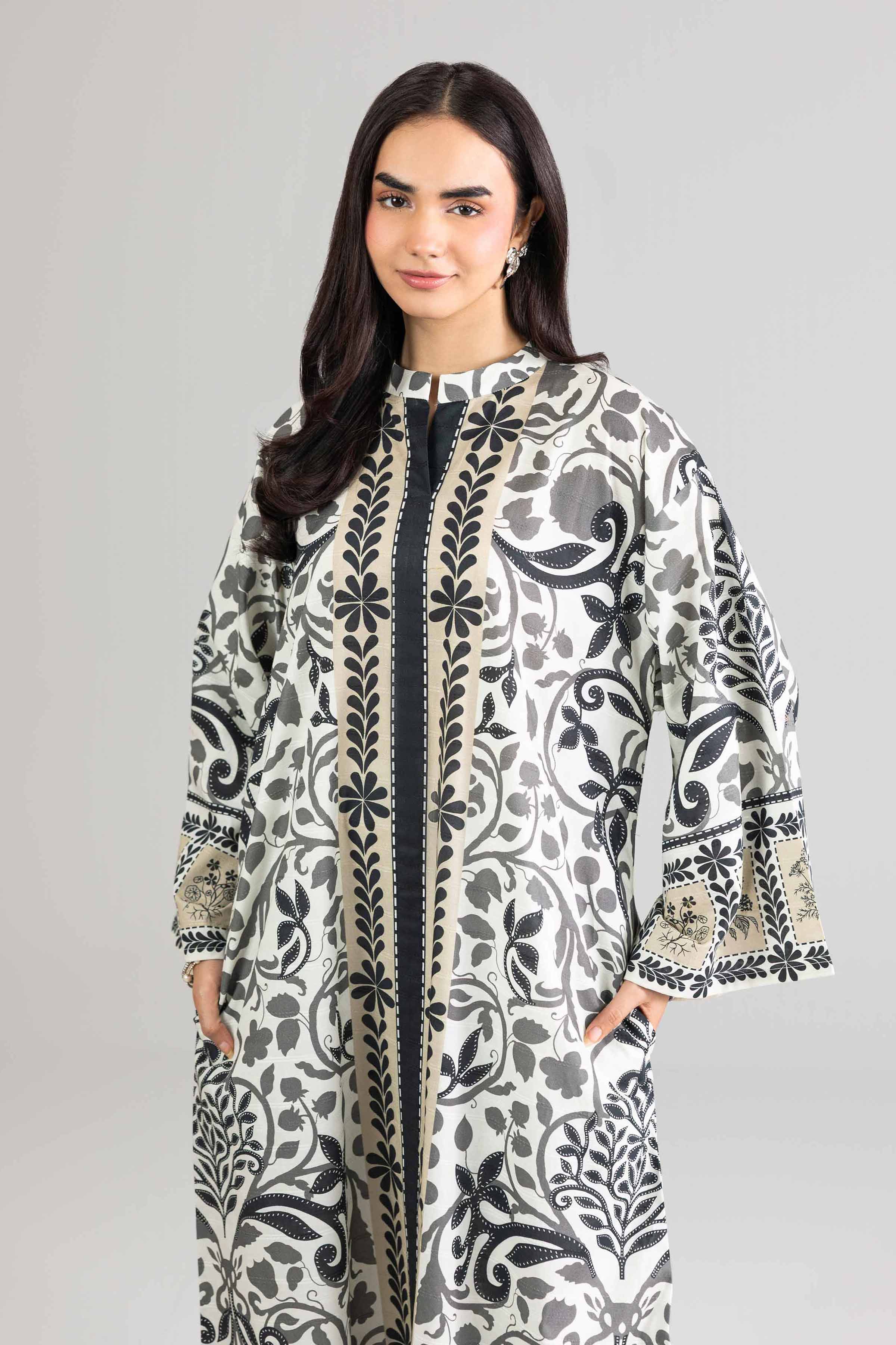 Nishat UK - White Printed Lawn 1-piece ready to wear long dress