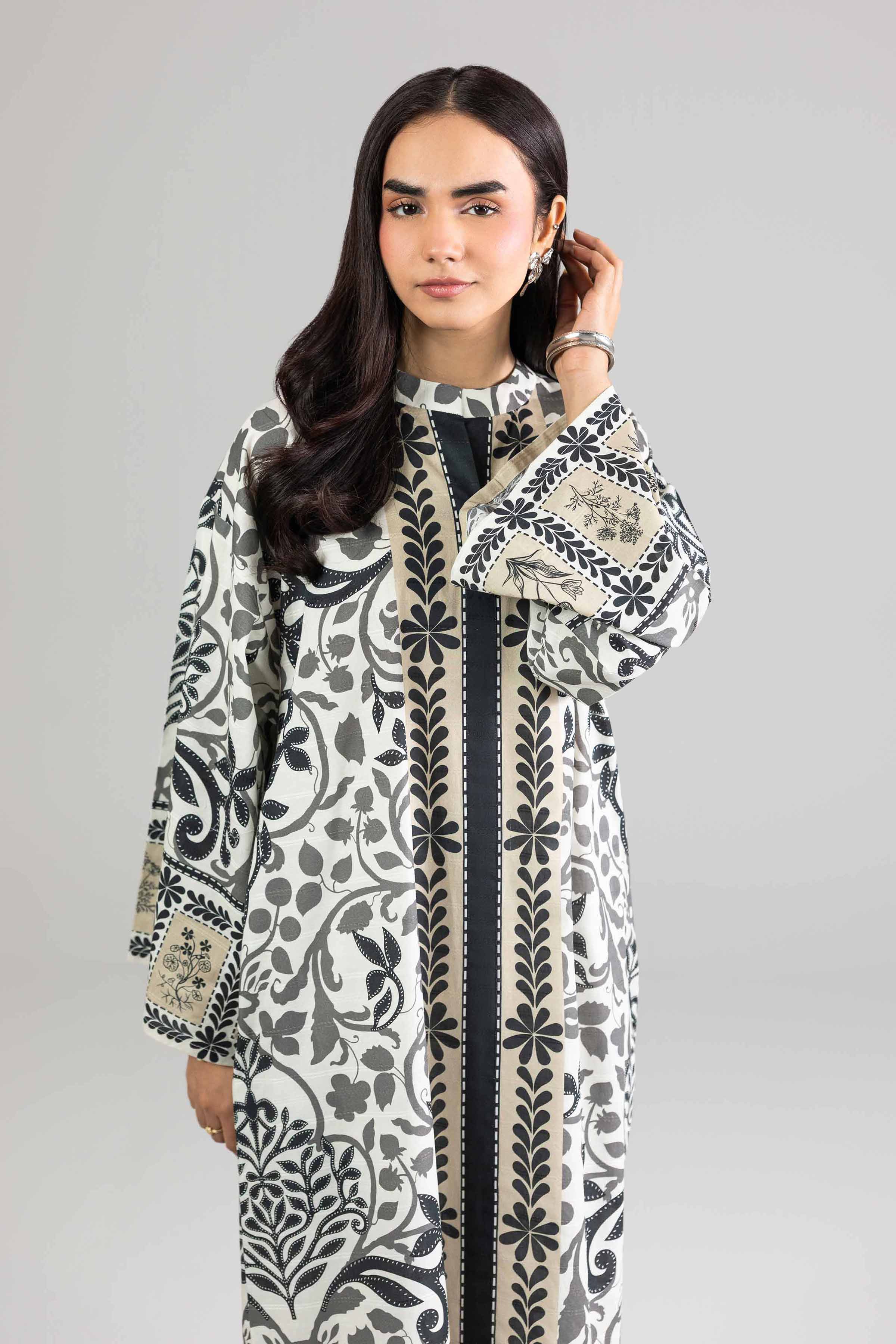 Nishat UK - White Printed Lawn 1-piece ready to wear long dress