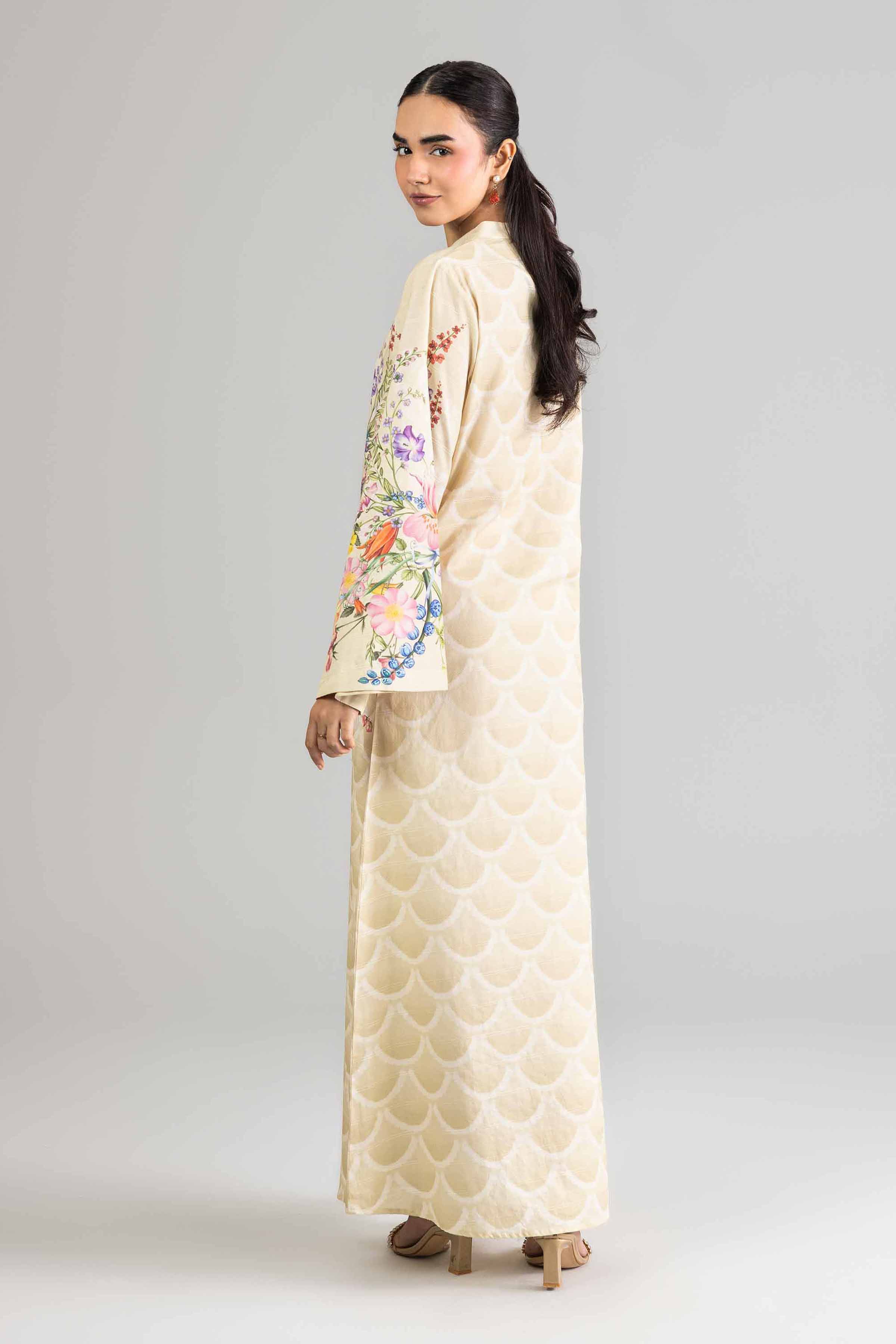 NishatUK - Beige Printed Lawn 1-piece ready to wear Dress