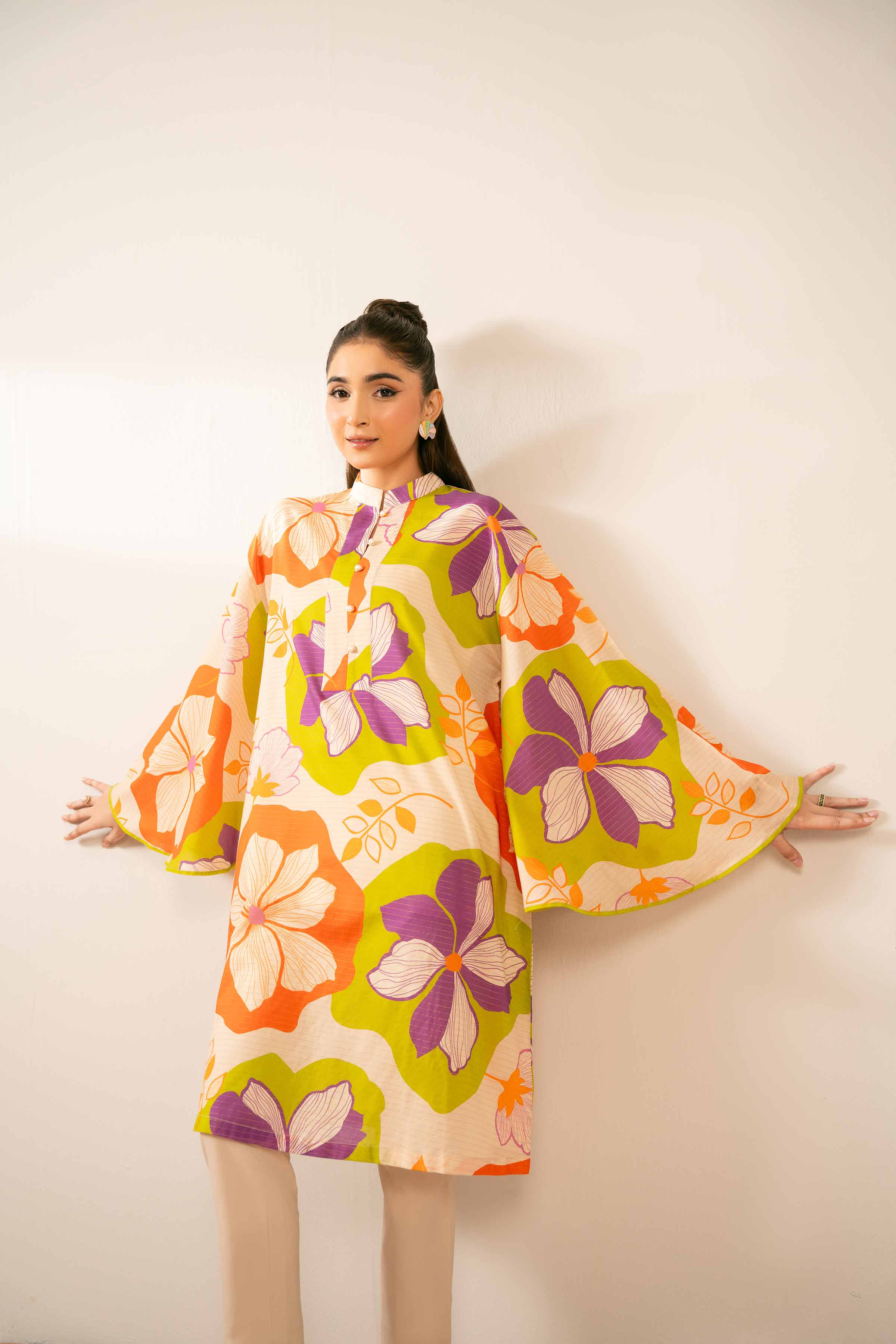 NishatUK - Off White Printed  Lawn 1-piece ready to wear Tunic