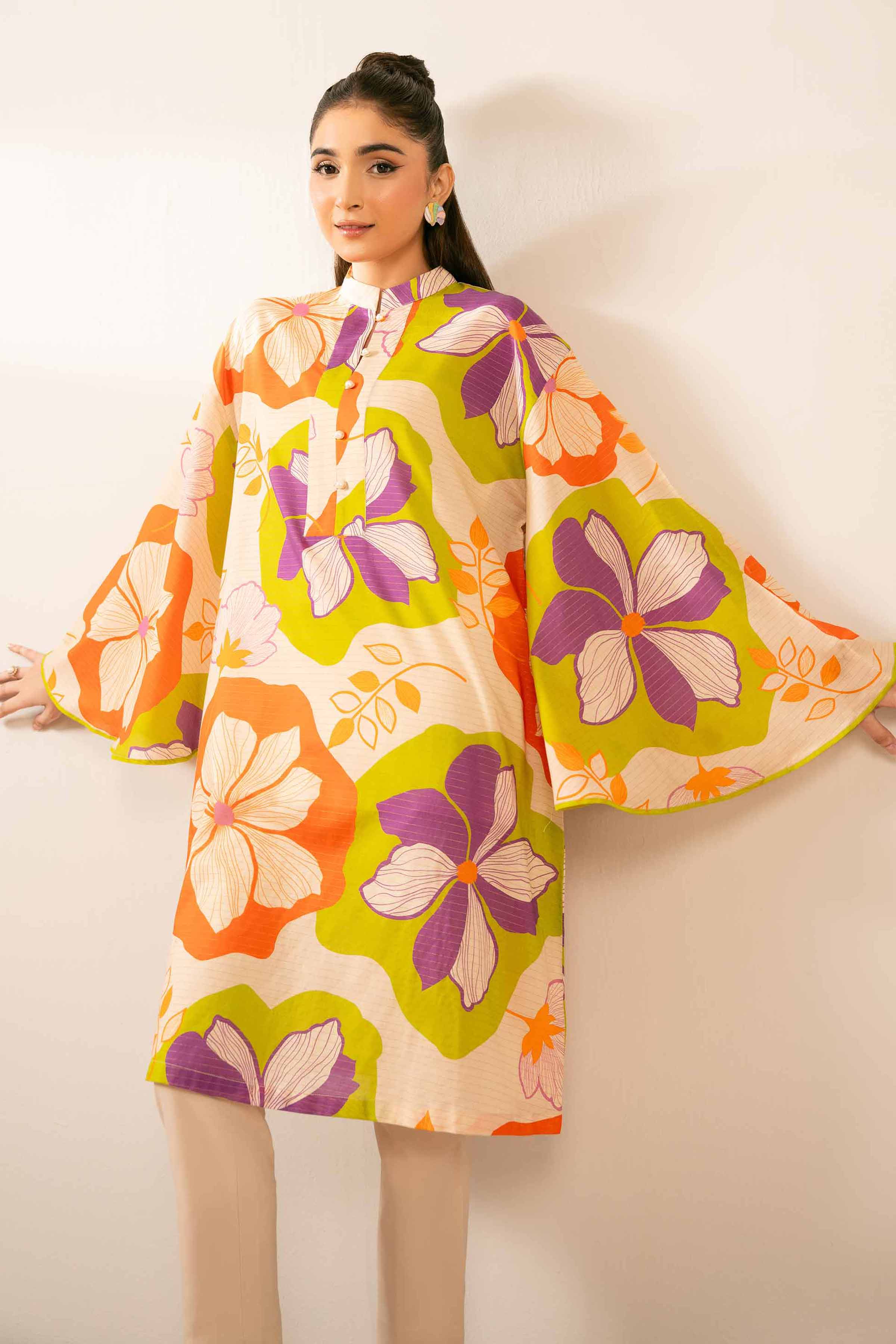 NishatUK - Off White Printed  Lawn 1-piece ready to wear Tunic