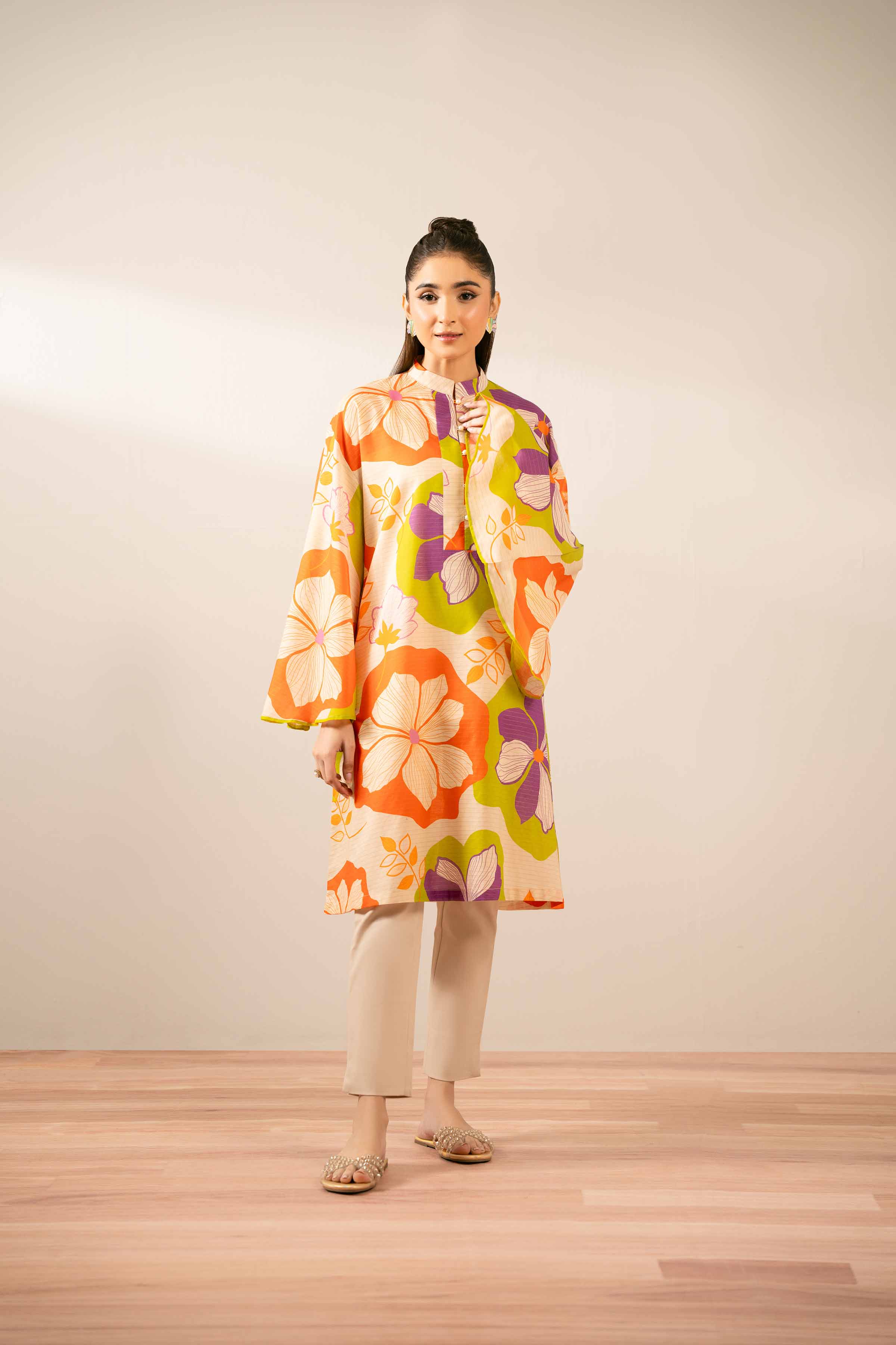 NishatUK - Off White Printed  Lawn 1-piece ready to wear Tunic