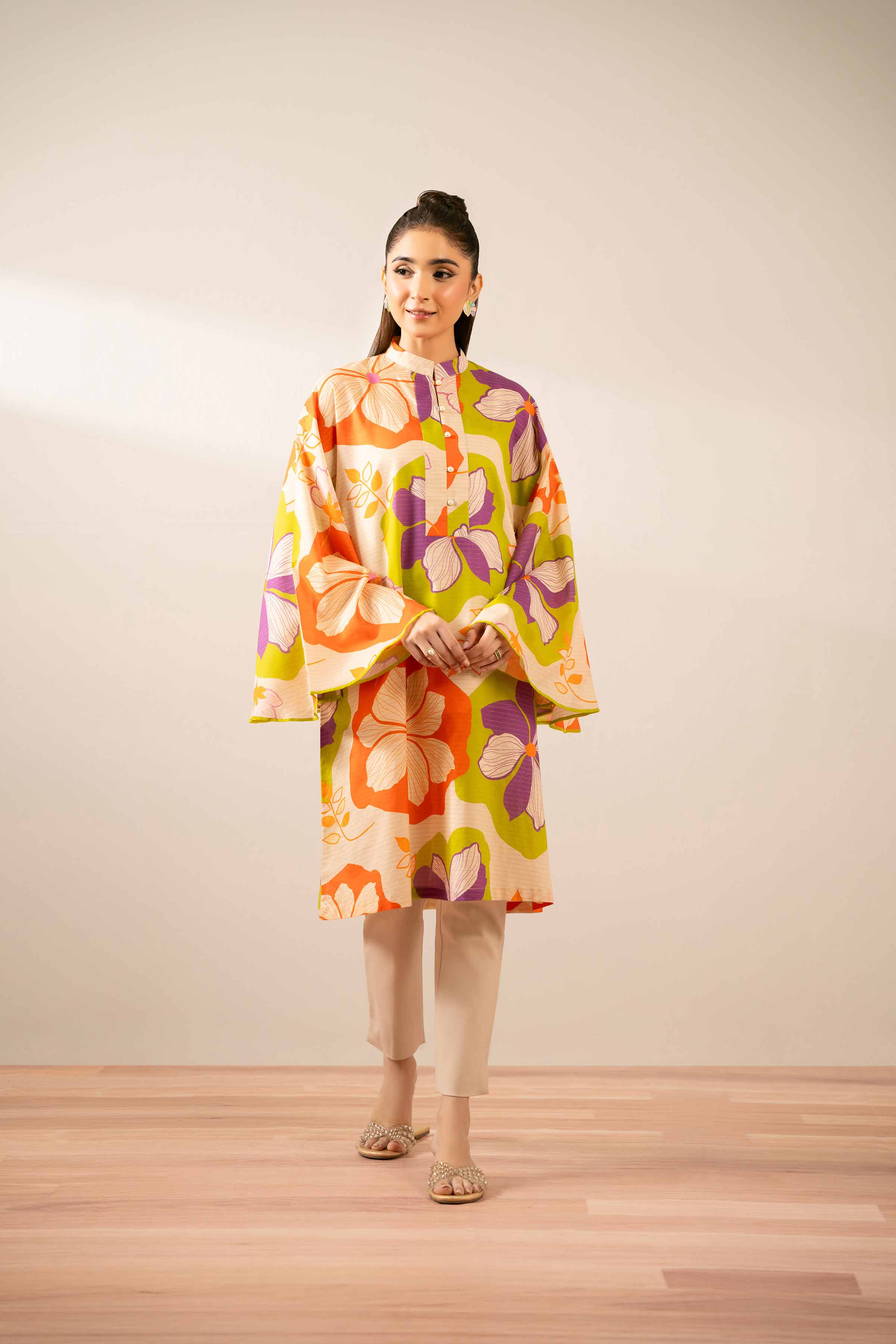 NishatUK - Off White Printed  Lawn 1-piece ready to wear Tunic