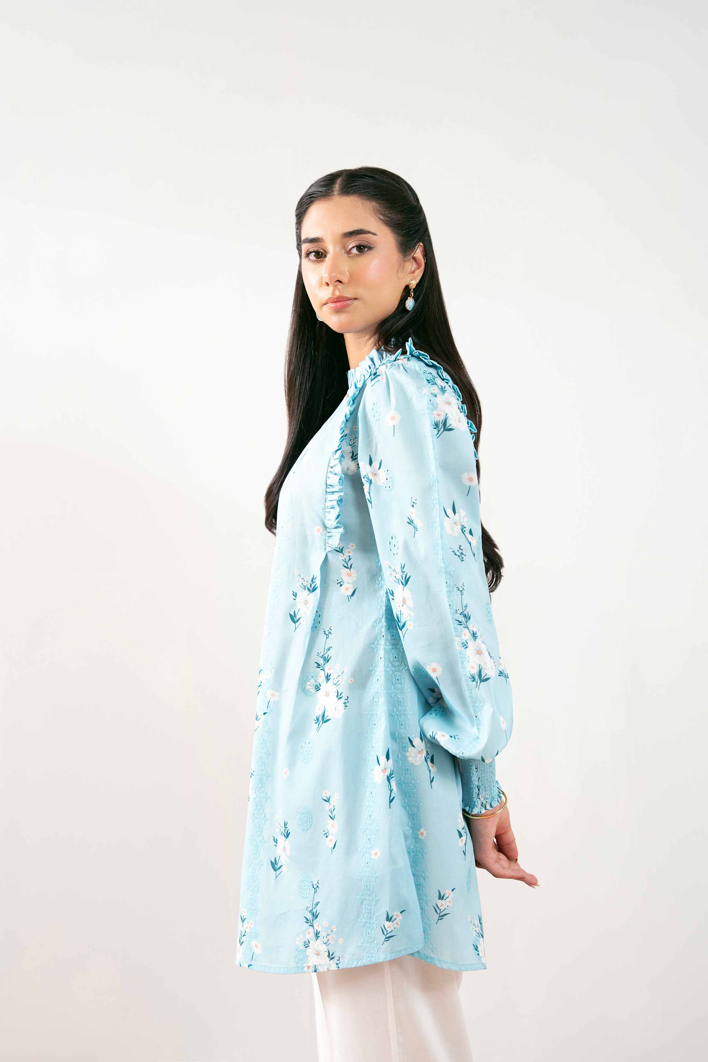 NishatUK - Blue Printed  Chicken Kari 1-piece ready to wear Tunic