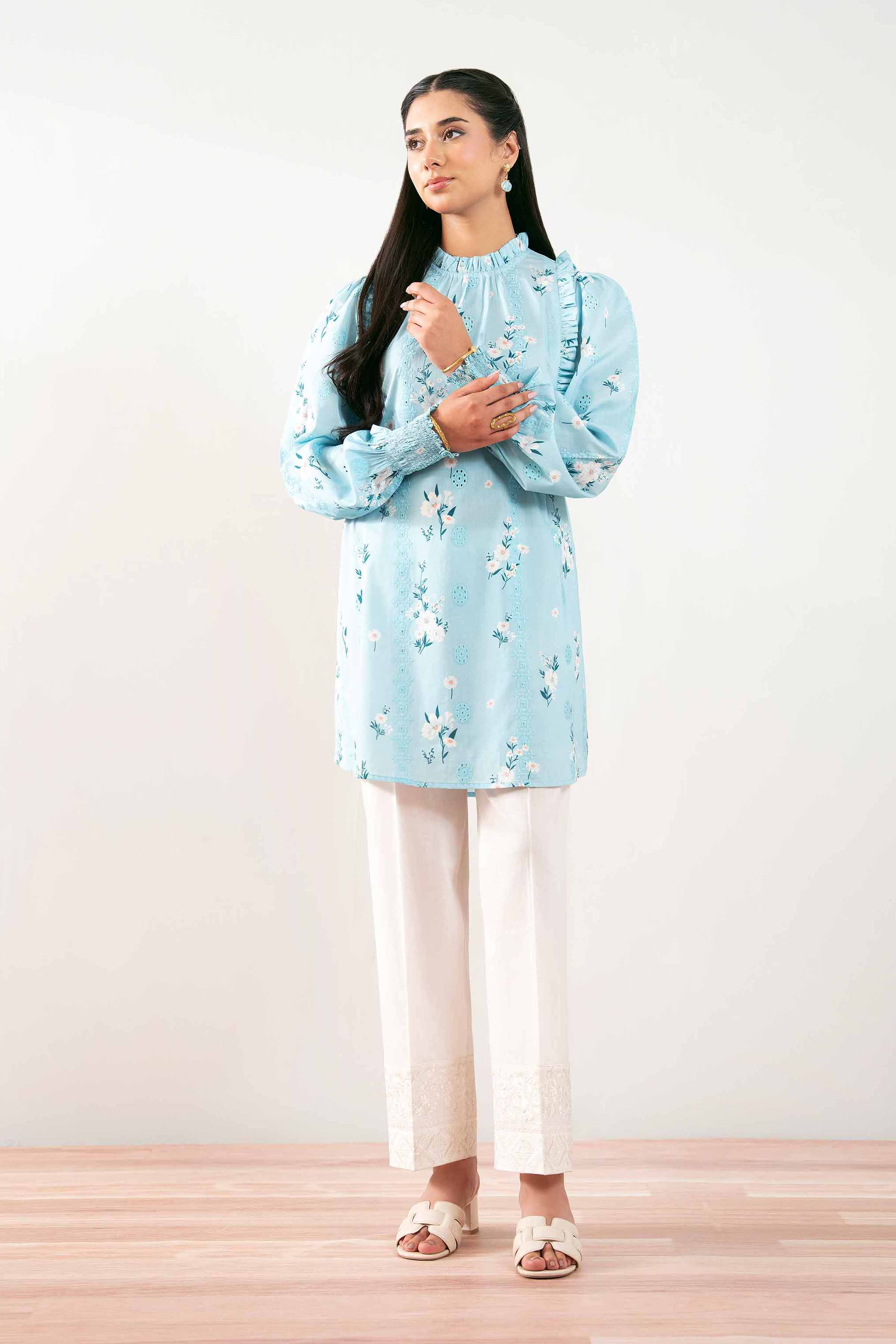 NishatUK - Blue Printed  Chicken Kari 1-piece ready to wear Tunic