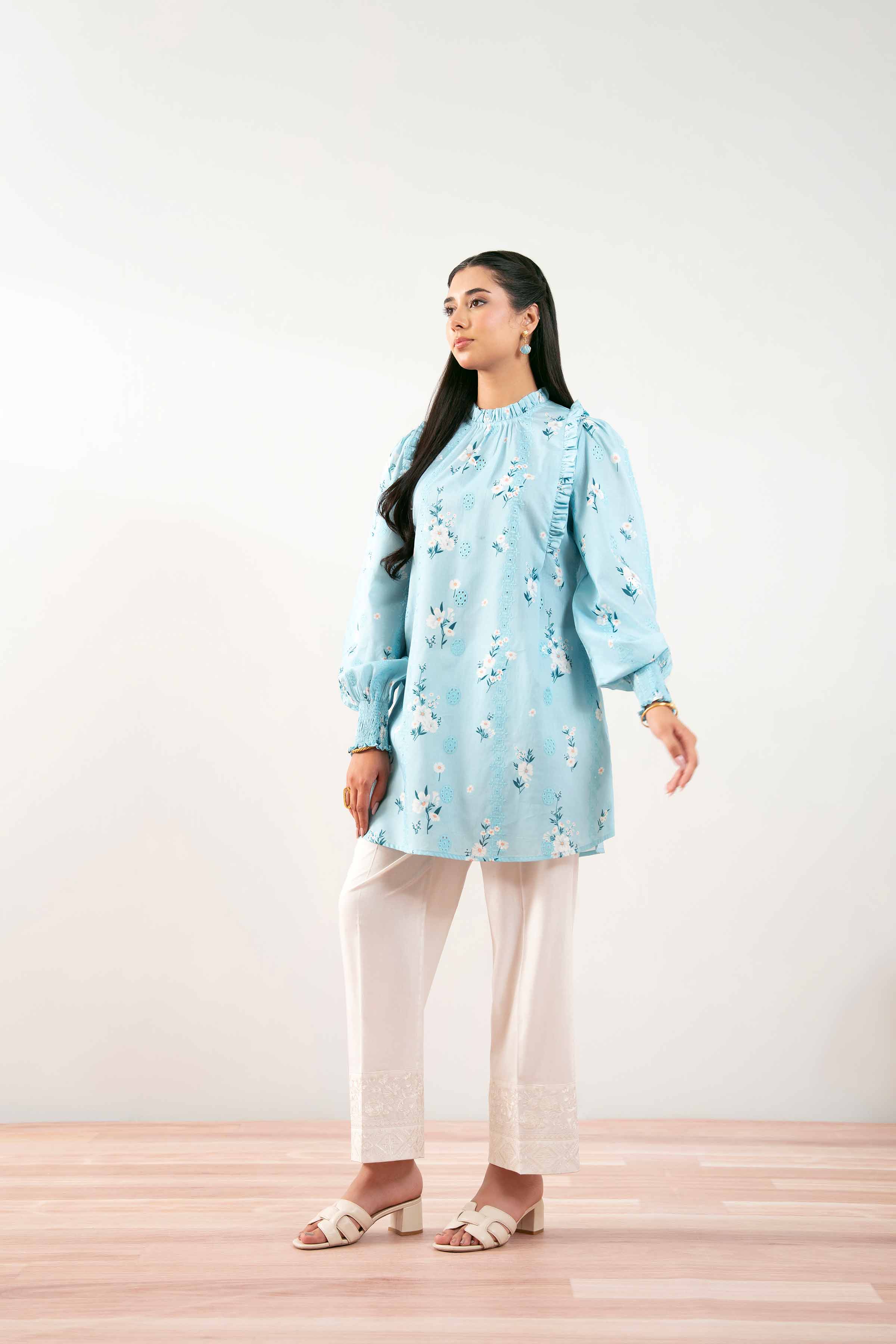 NishatUK - Blue Printed  Chicken Kari 1-piece ready to wear Tunic