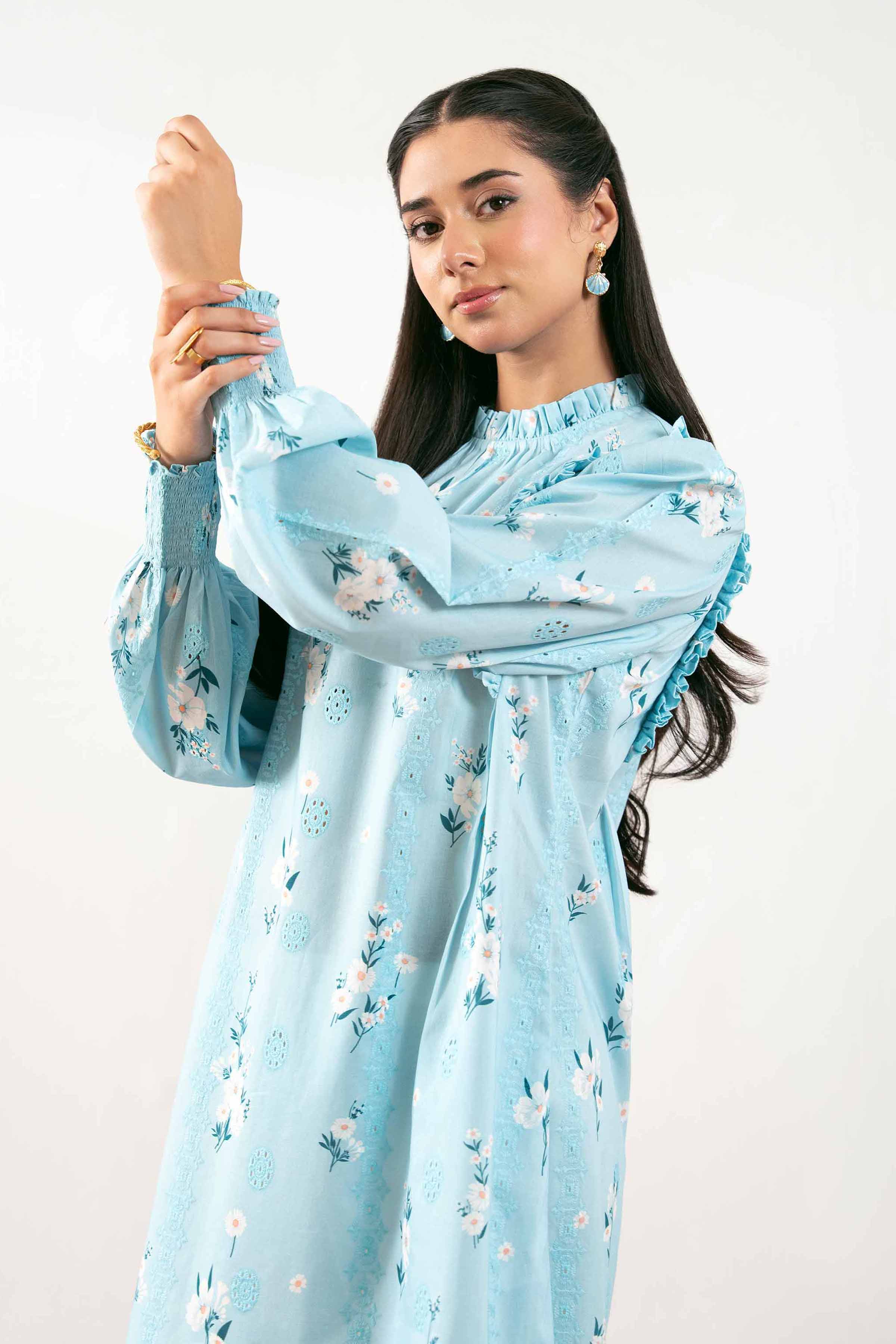 NishatUK - Blue Printed  Chicken Kari 1-piece ready to wear Tunic