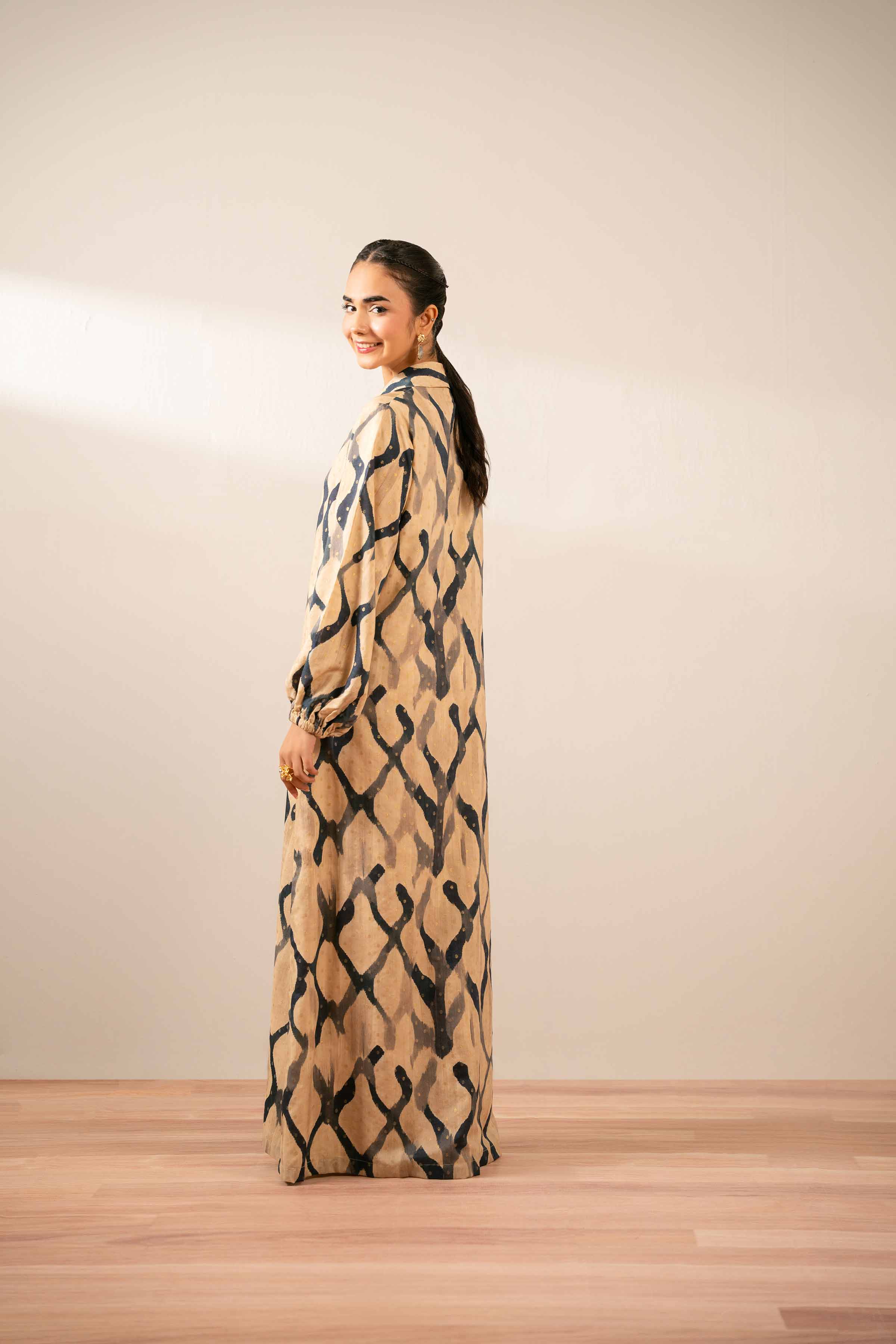 NishatUK - Gold  Printed  Monar Gold 1-piece ready to wear Long Dress
