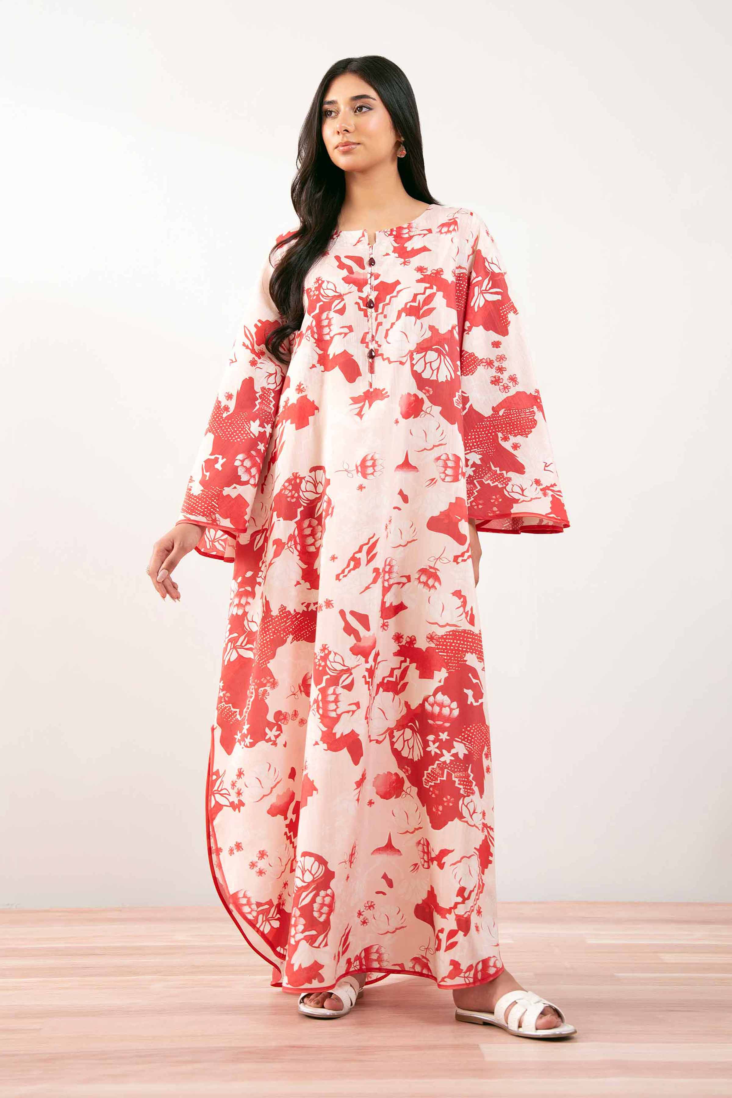 NishatUK - Rose Printed Silk 1-piece ready to wear Long Dress