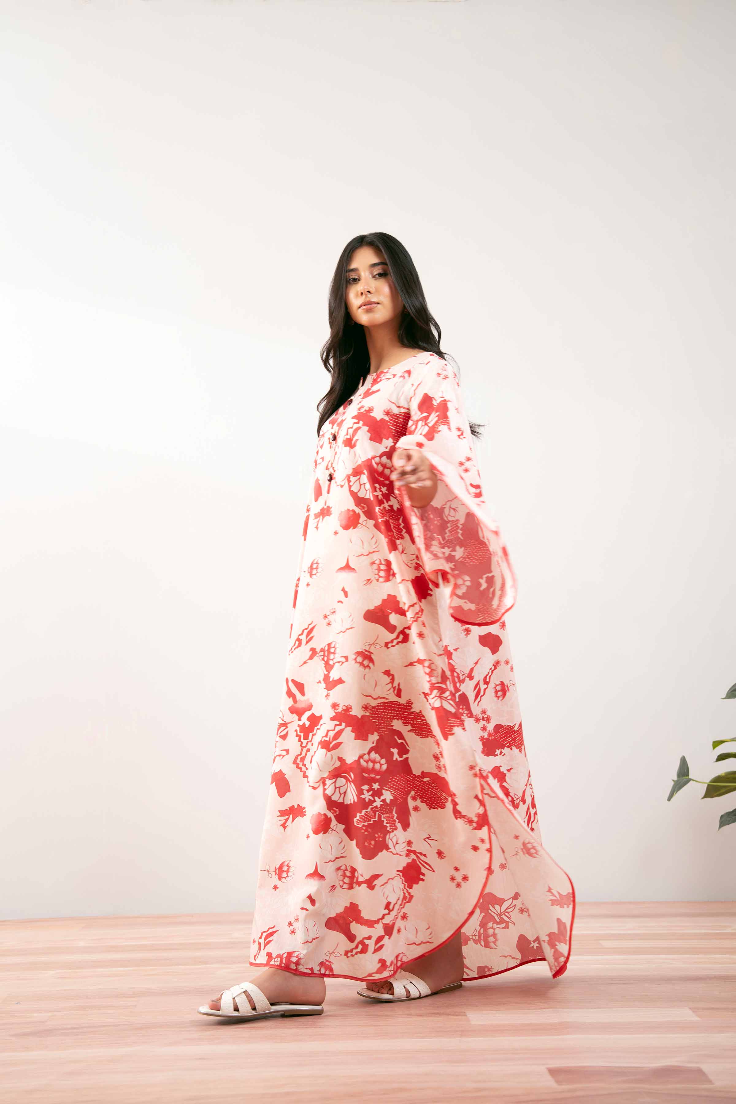 NishatUK - Rose Printed Silk 1-piece ready to wear Long Dress