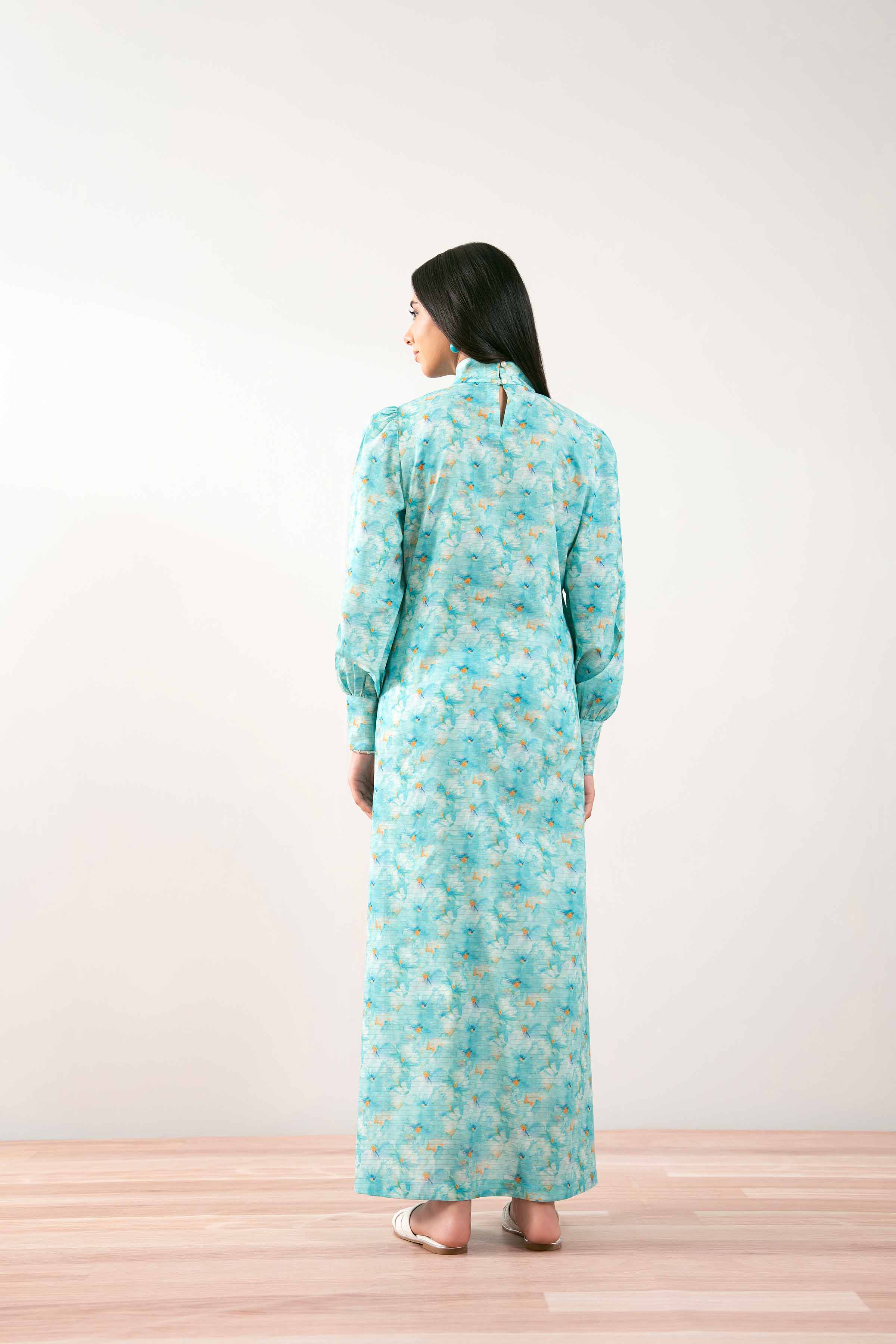 NishatUK - Ferozi Printed Lawn 1-piece ready to wear Long Dress
