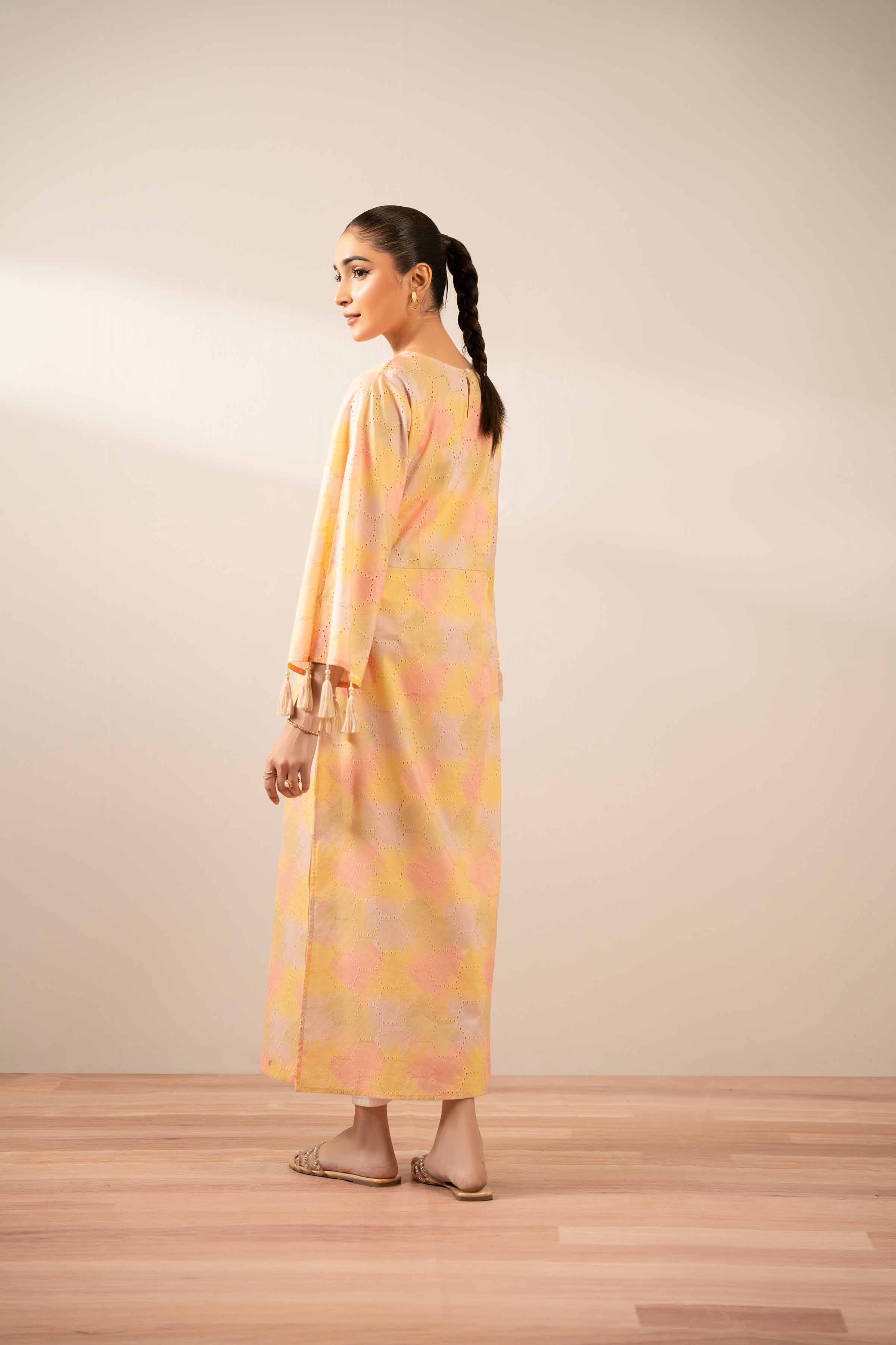 NishatUK - Pastel Embroidered  Chicken Kari 1-piece ready to wear Long Dress