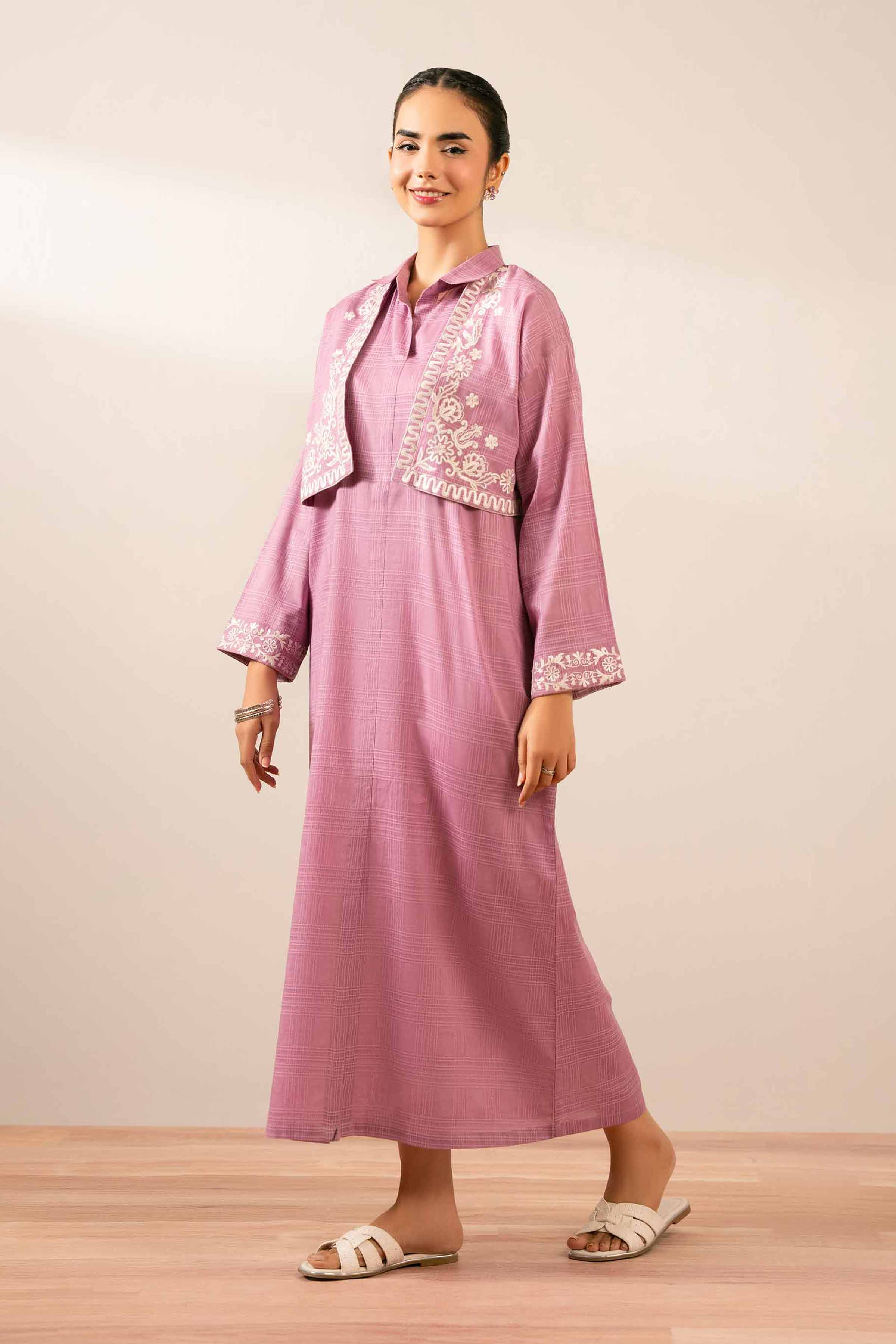 NishatUK - Pink Embroidered Lawn 2-piece ready to wear Fustan