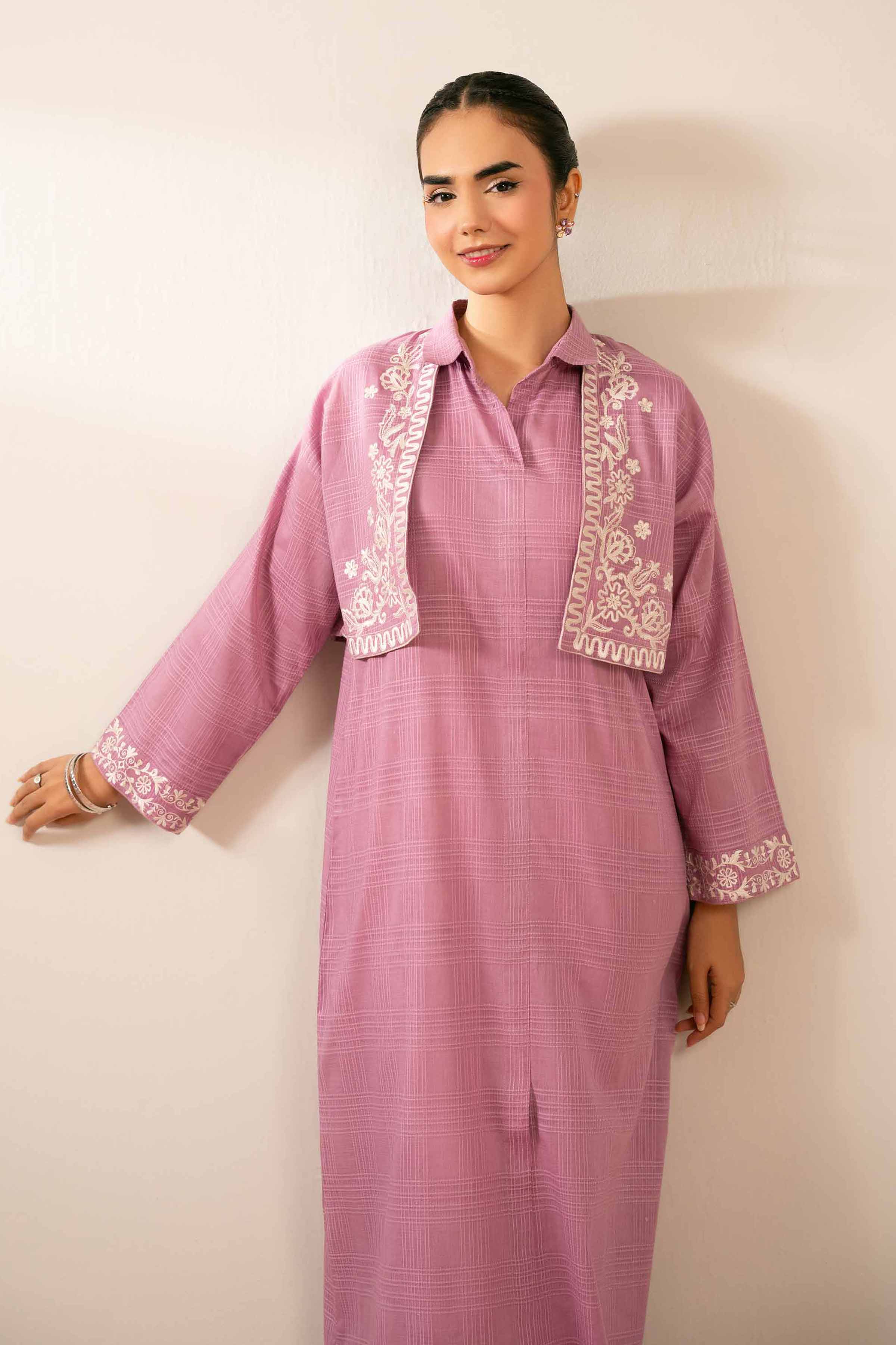 NishatUK - Pink Embroidered Lawn 2-piece ready to wear Fustan
