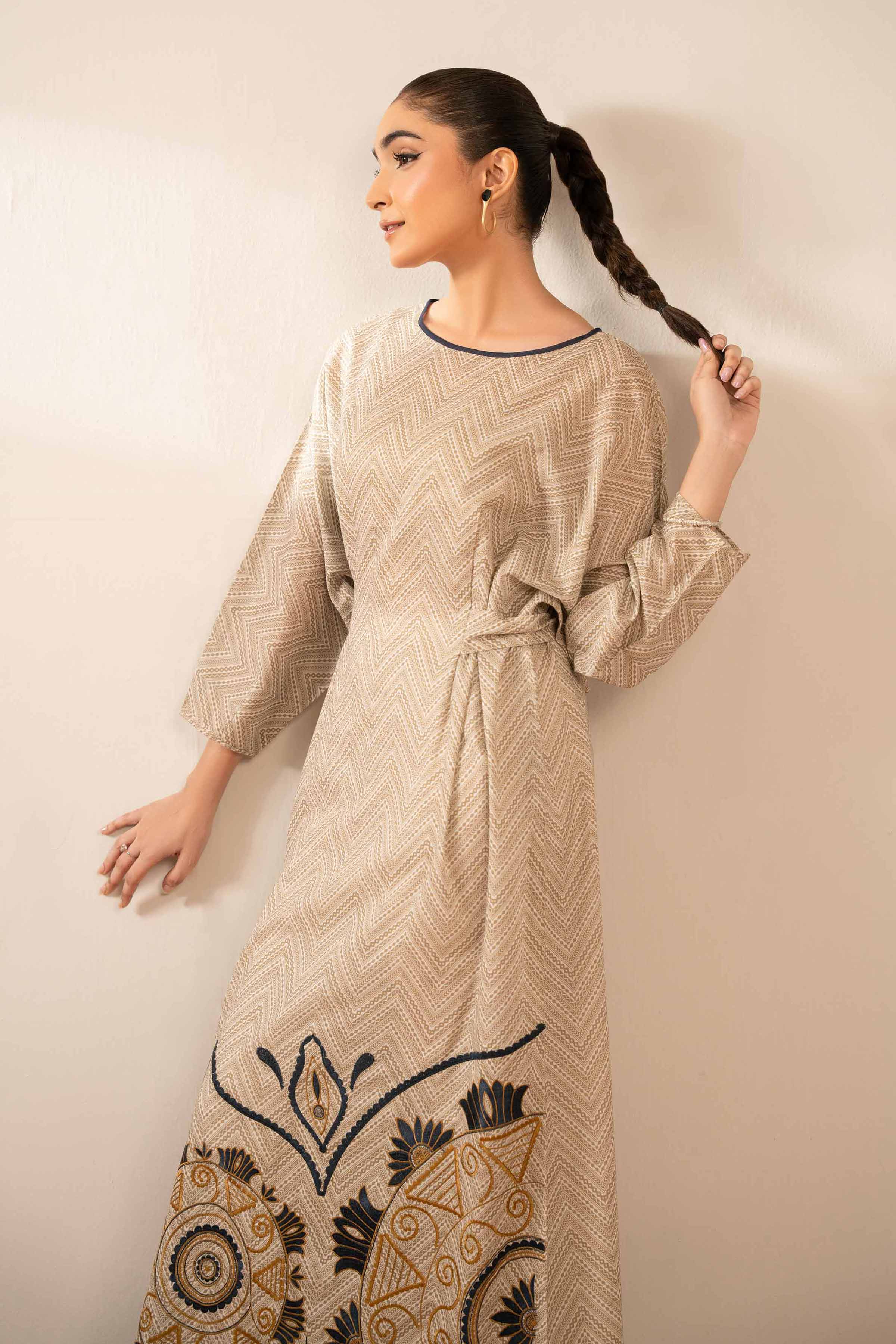 NishatUK - Off White Embroidered Lawn 1-piece ready to wear Long Dress