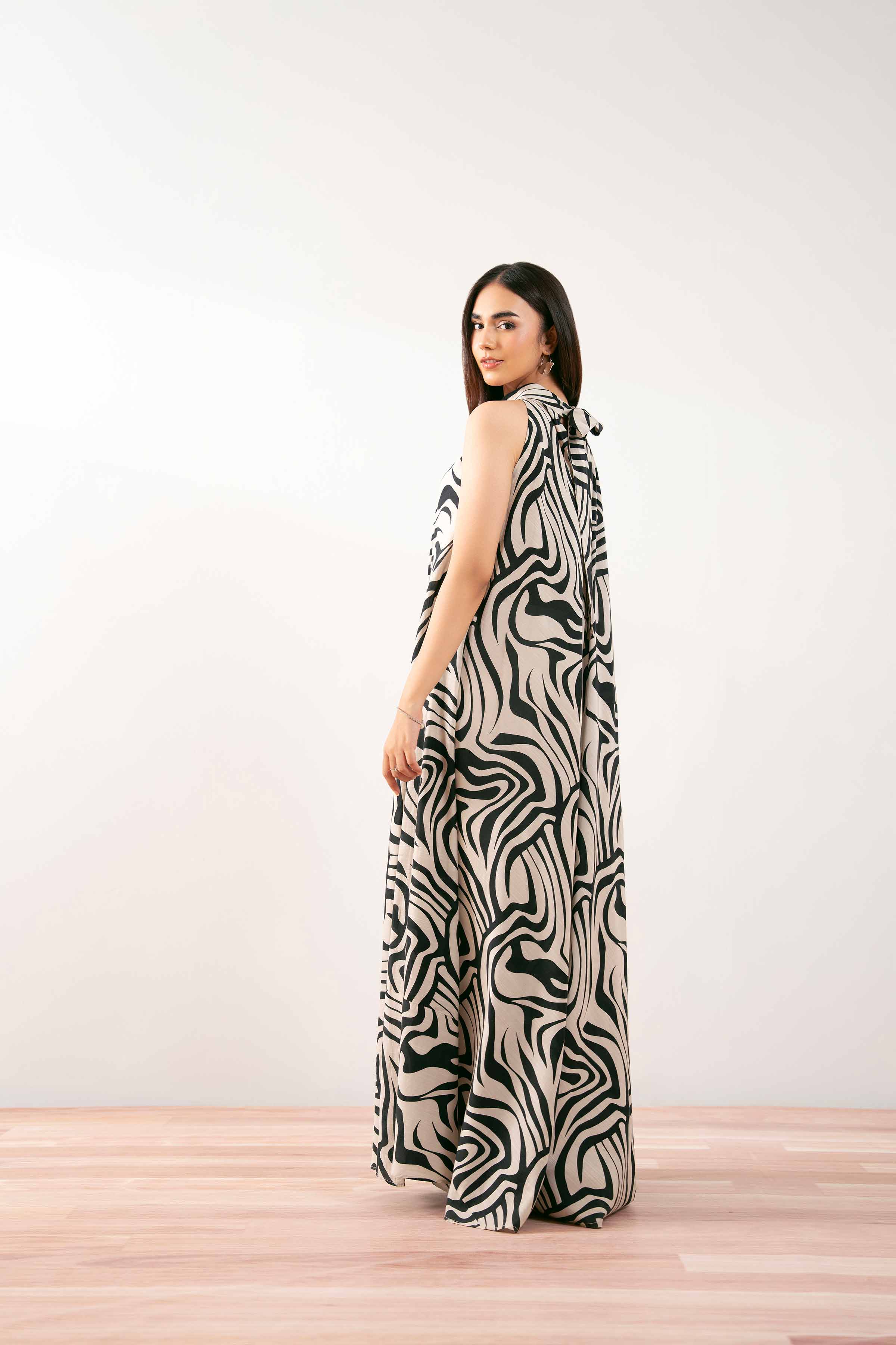 NishatUK - Off White Printed Silk 1-piece ready to wear Long Dress