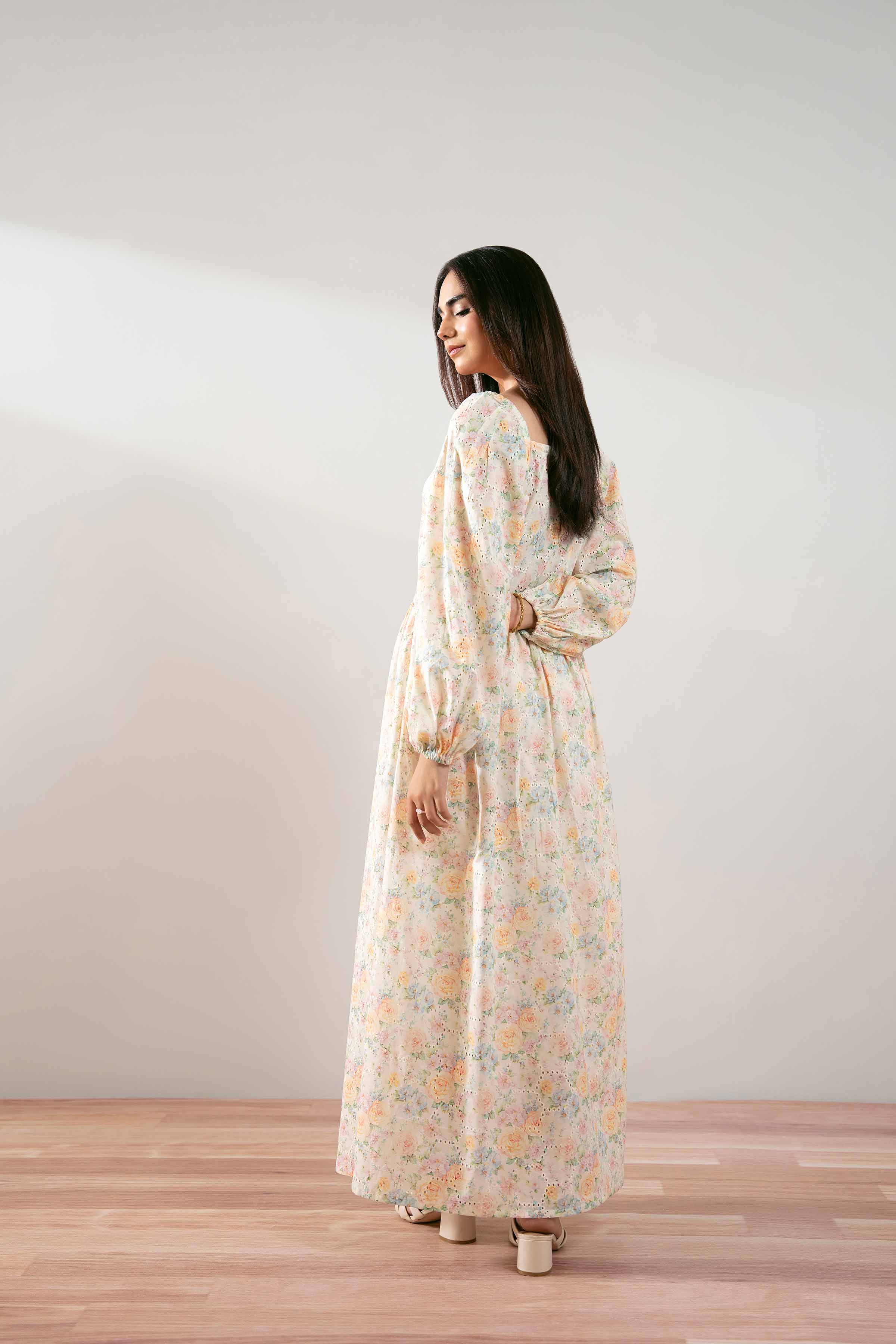 NishatUK -  Off White Printed   Chicken Kari 1-piece ready to wear Long Dress