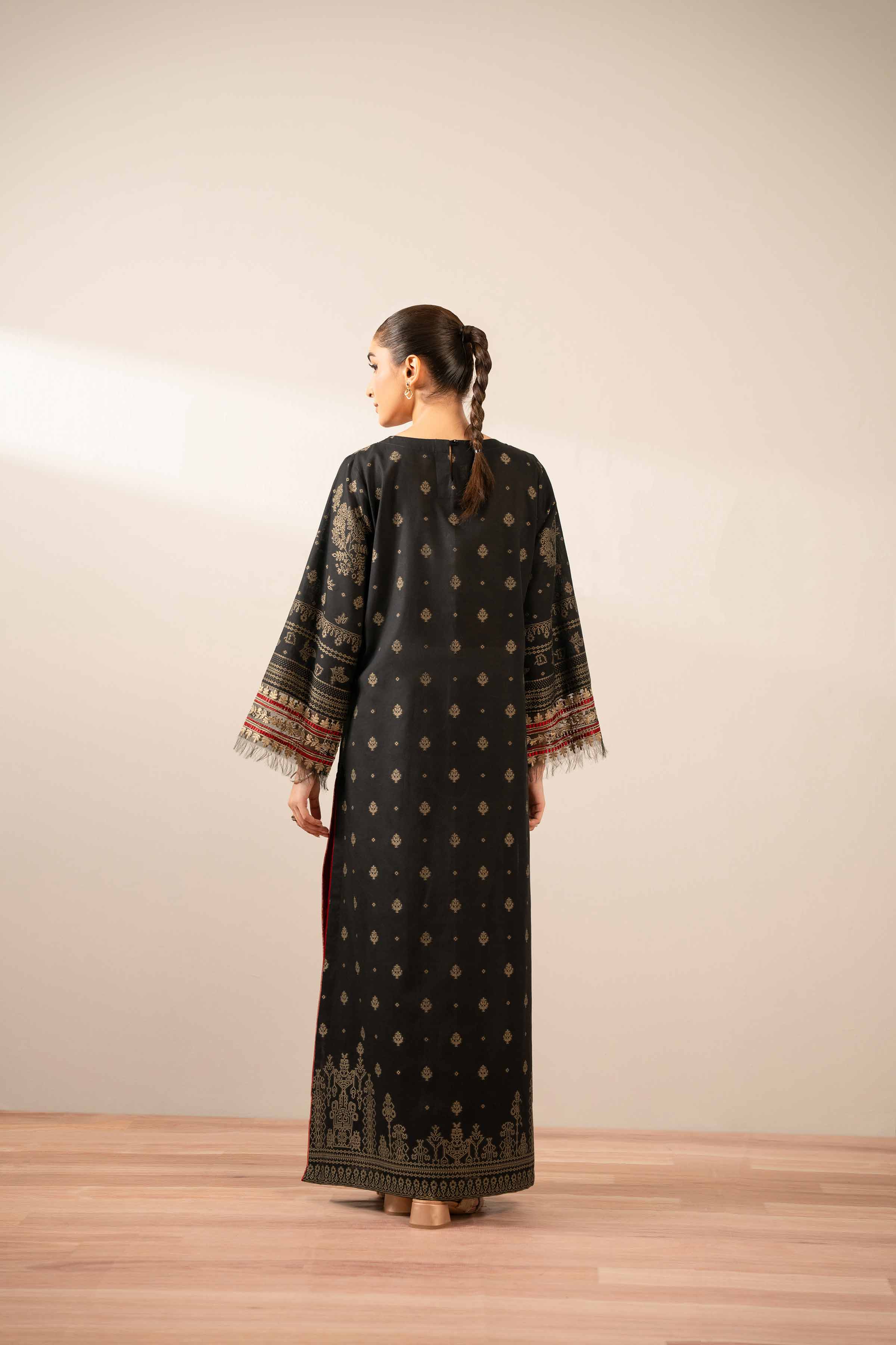 NishatUK - Black Embroidered Jacquard 1-piece ready to wear Fustan