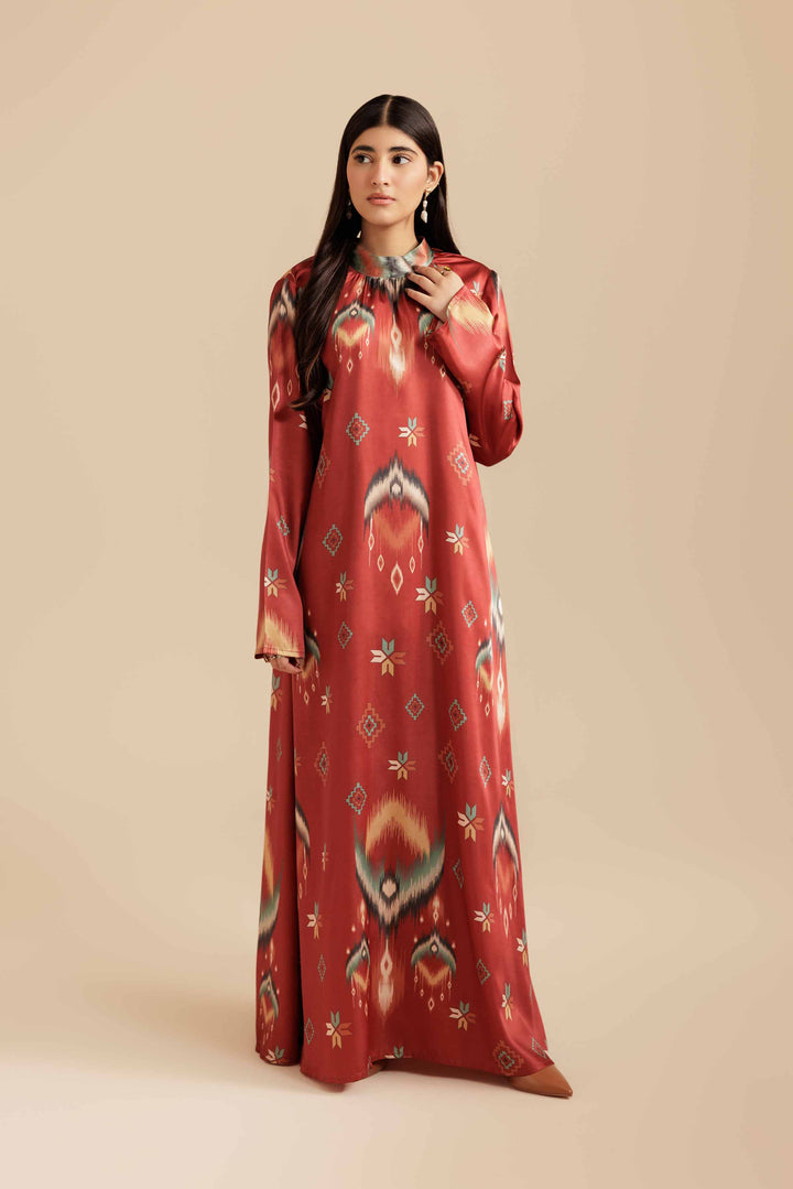 NishatUK - Rust  Silk 1-piece ready to wear Long Dress