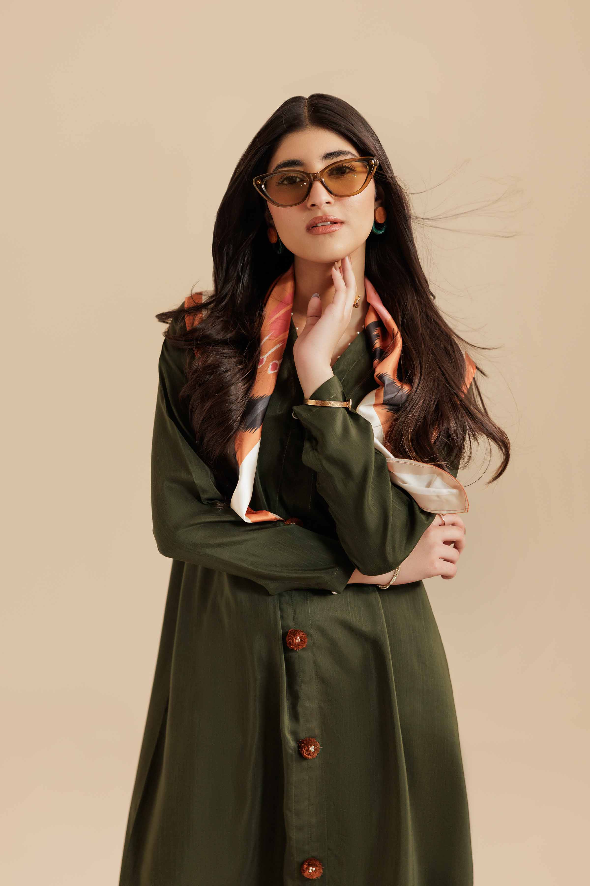 NishatUK - Green Embroidered Silk 2-piece ready to wear Dress
