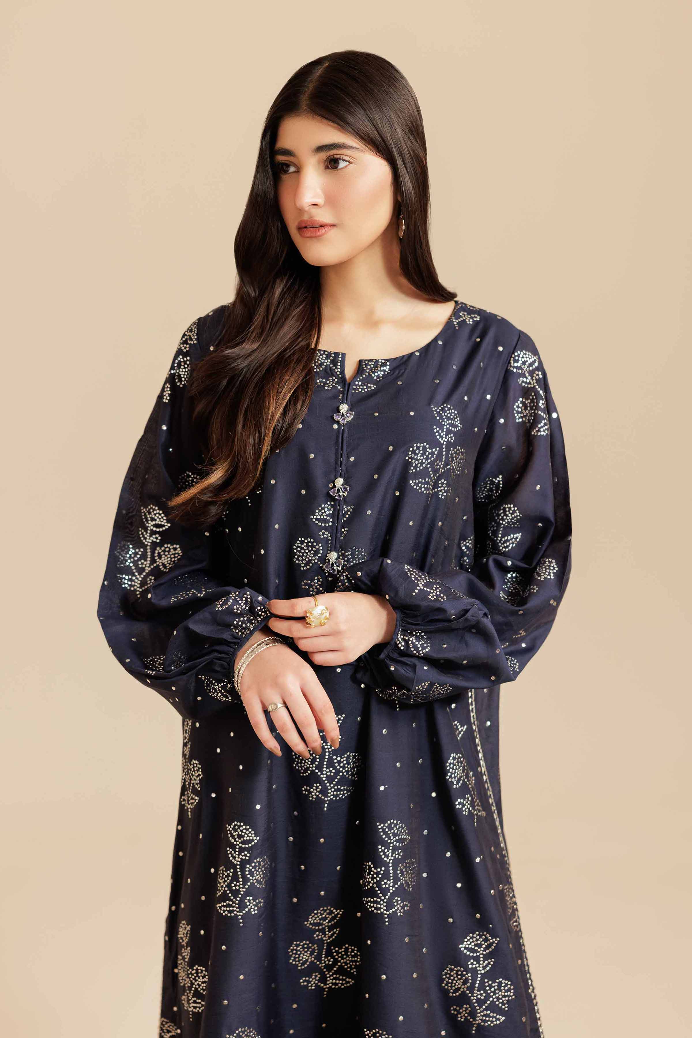 NishatUK - Blue Solids Mukesh 1-piece ready to wear Fustan