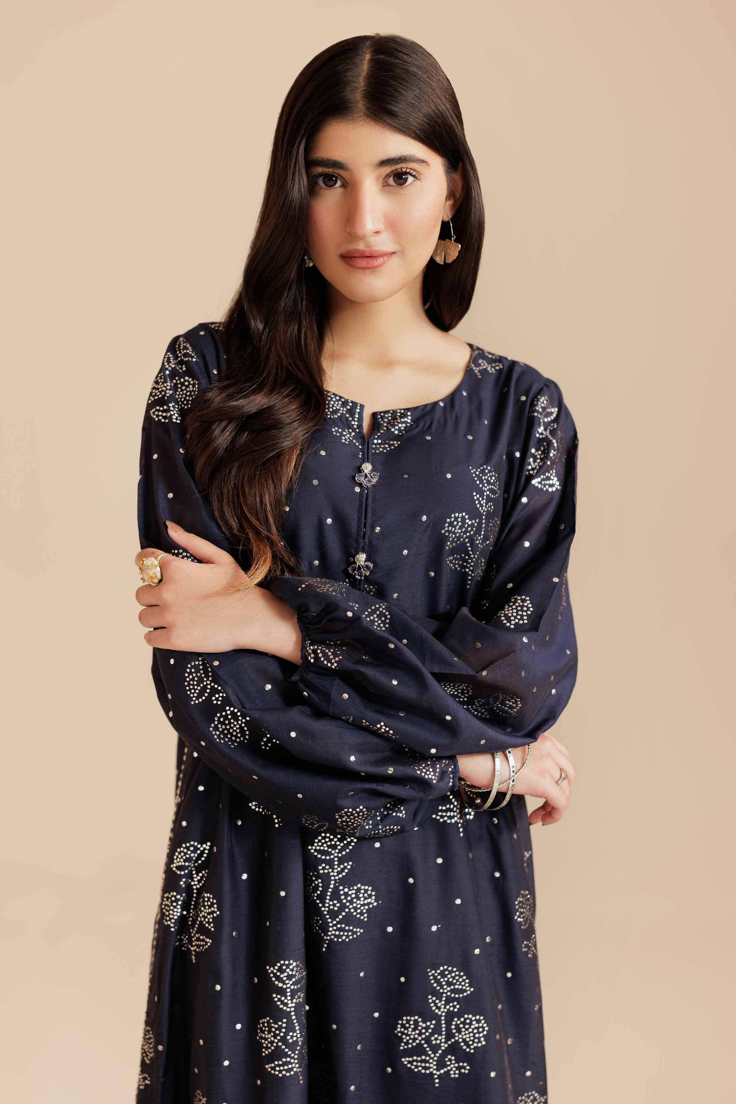 NishatUK - Blue Solids Mukesh 1-piece ready to wear Fustan
