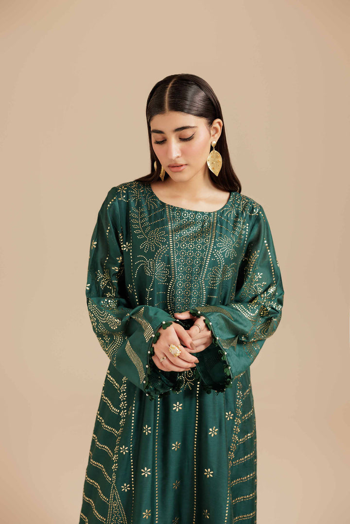 NishatUK - Dark Green  Mukesh  1-piece ready to wear Long Dress