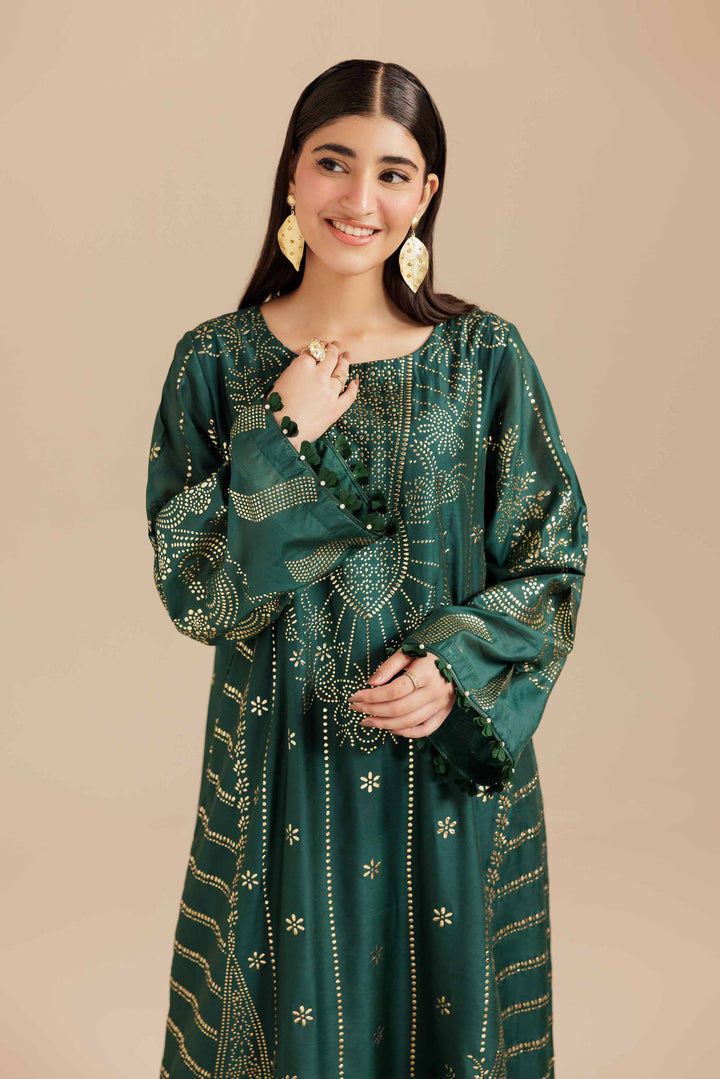 NishatUK - Dark Green  Mukesh  1-piece ready to wear Long Dress