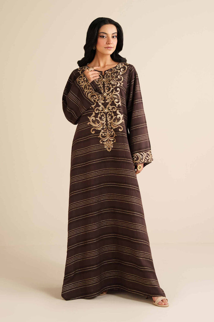 NishatUK - Brown  Fancy Gold 1-piece ready to wear Long Dress
