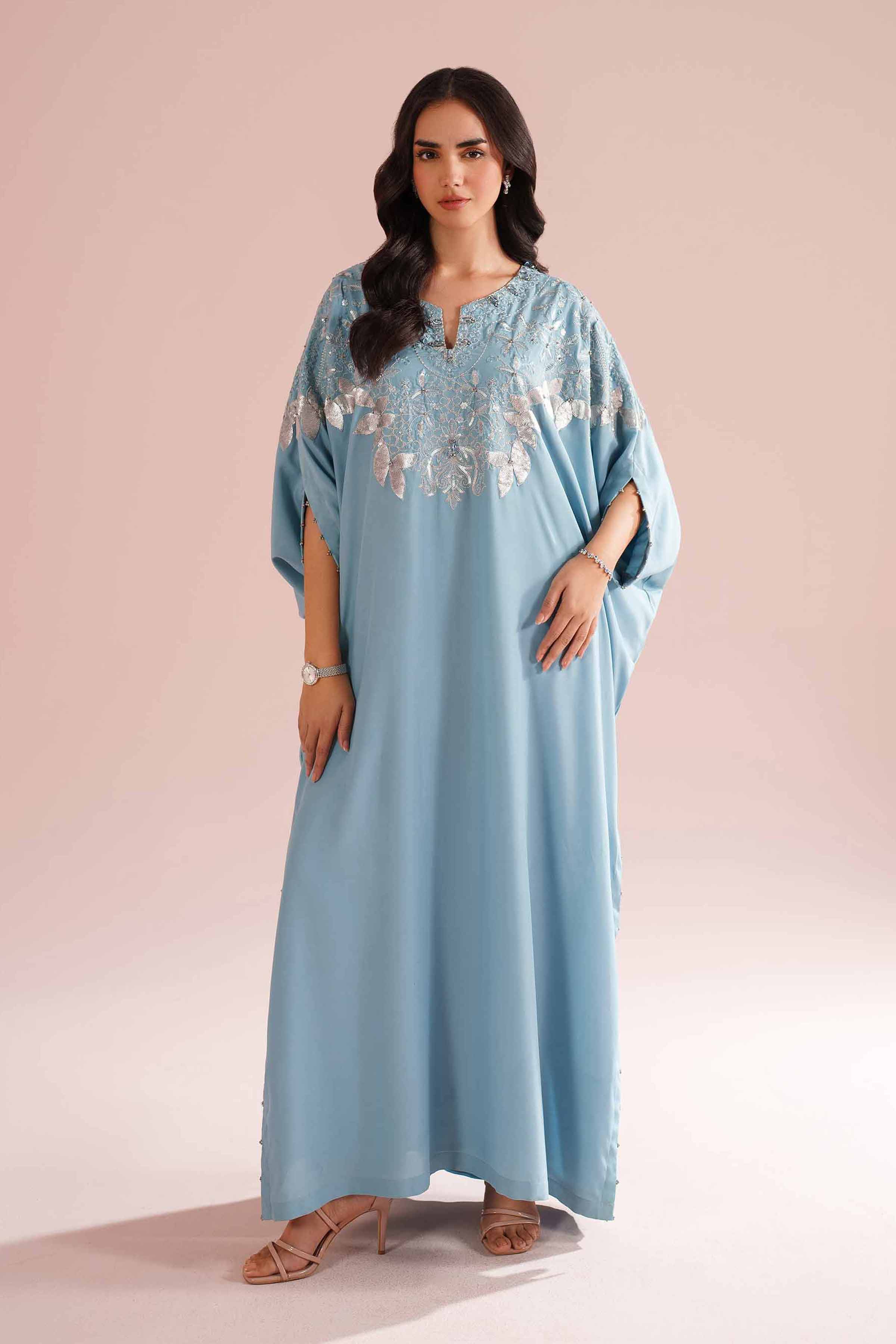 NishatUK - Blue Embroidered Grip 1-piece ready to wear dress