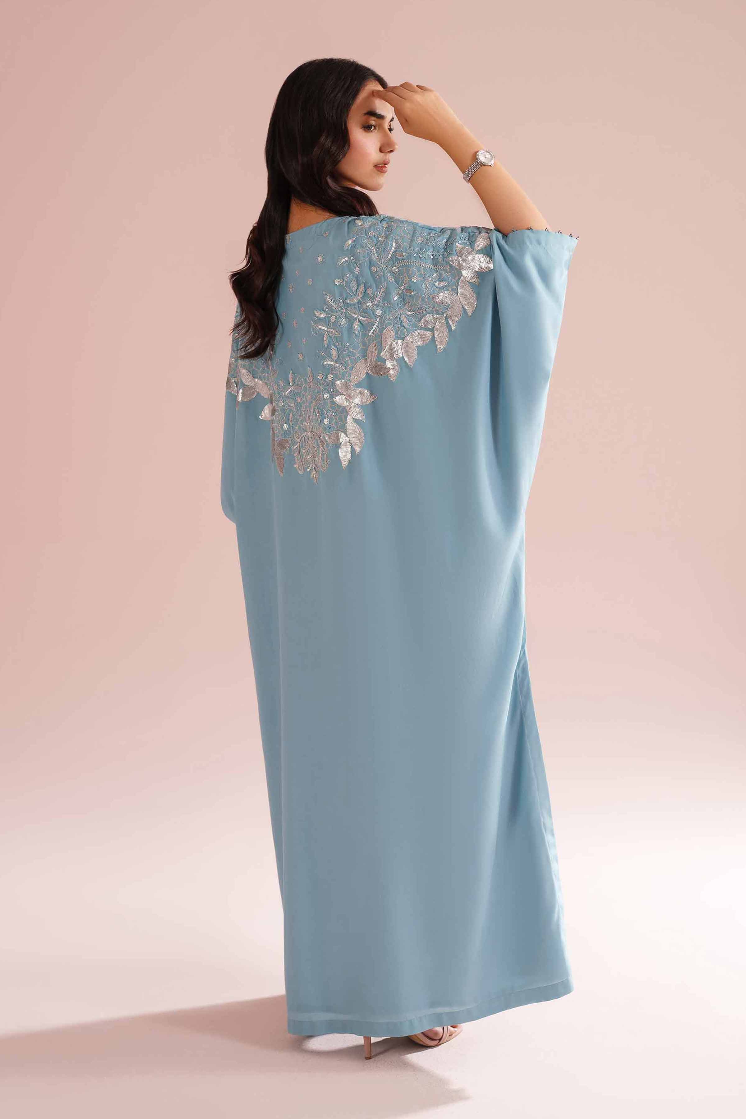NishatUK - Blue Embroidered Grip 1-piece ready to wear dress